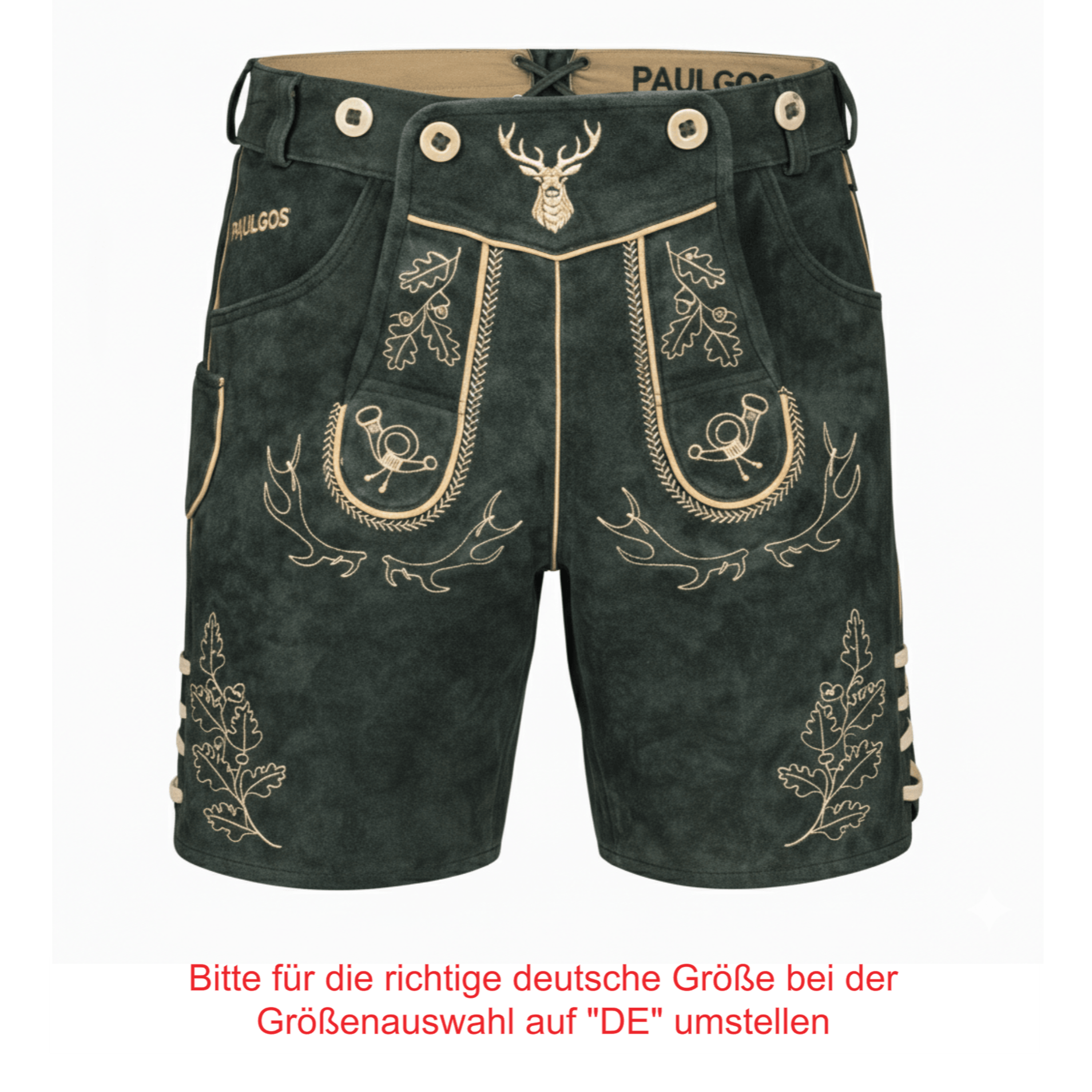 Image of Paulgos Men's Traditional Leather Shorts - Hk5 - Genuine Leather - In 3 Colors - Size 44 - 60