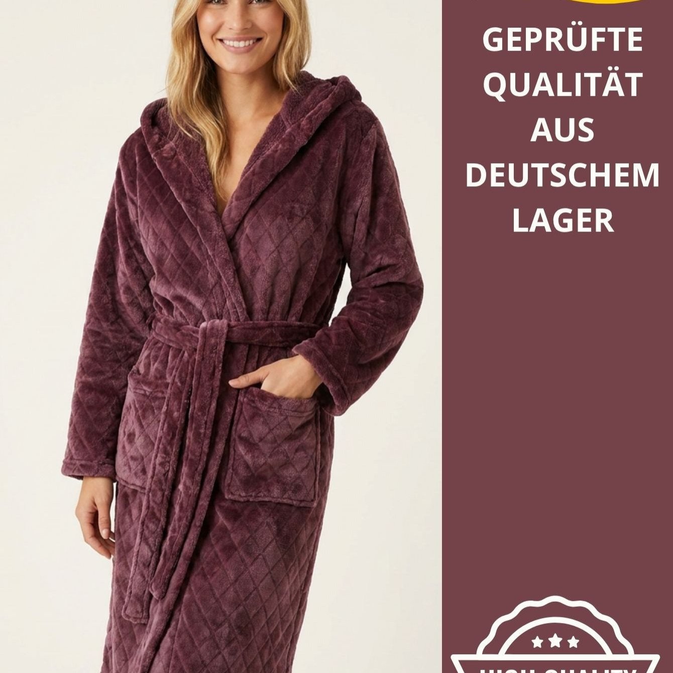 Women's Hooded Bathrobe – Flannel Fleece, & Plush, Relaxed Fit, Tie Belt, 2 Pockets, Machine Washable, S//xl