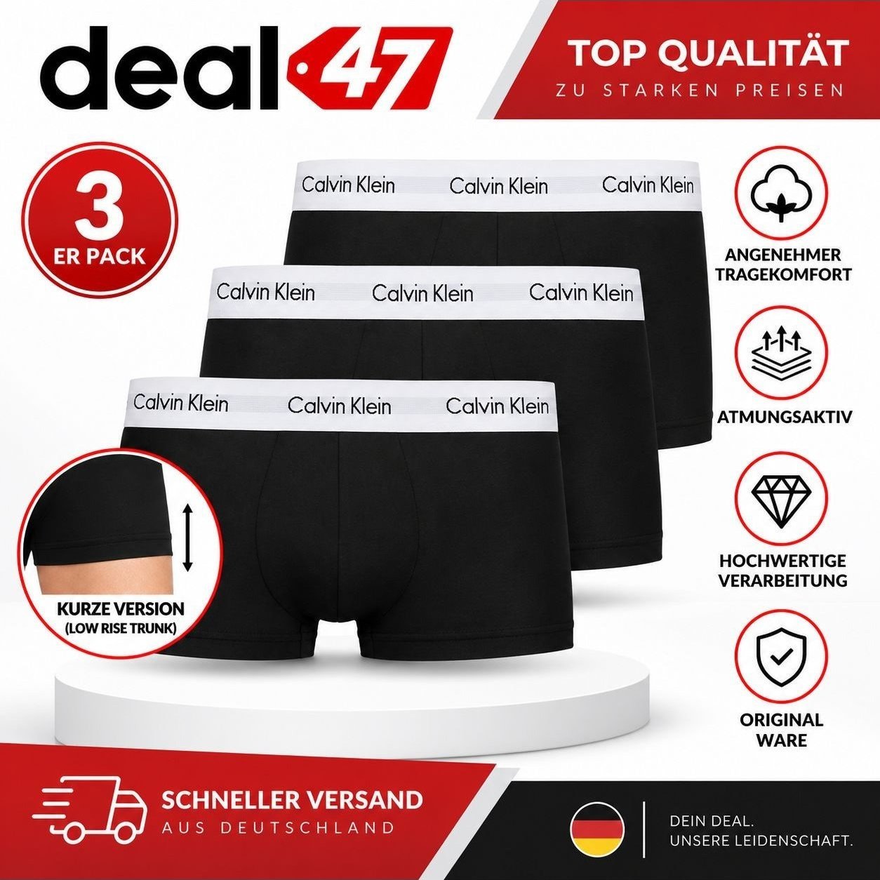 Image of Calvin Klein, Underpants, Male, Black, L, Comfortable Elastic Waistband Boxers