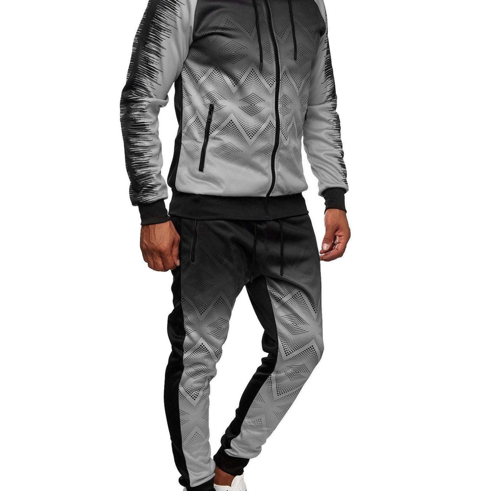 -c Men's Baroque Pattern Jogging Suit Sports Suit For Men Training Suit Running Suit Gym Leisure Suit