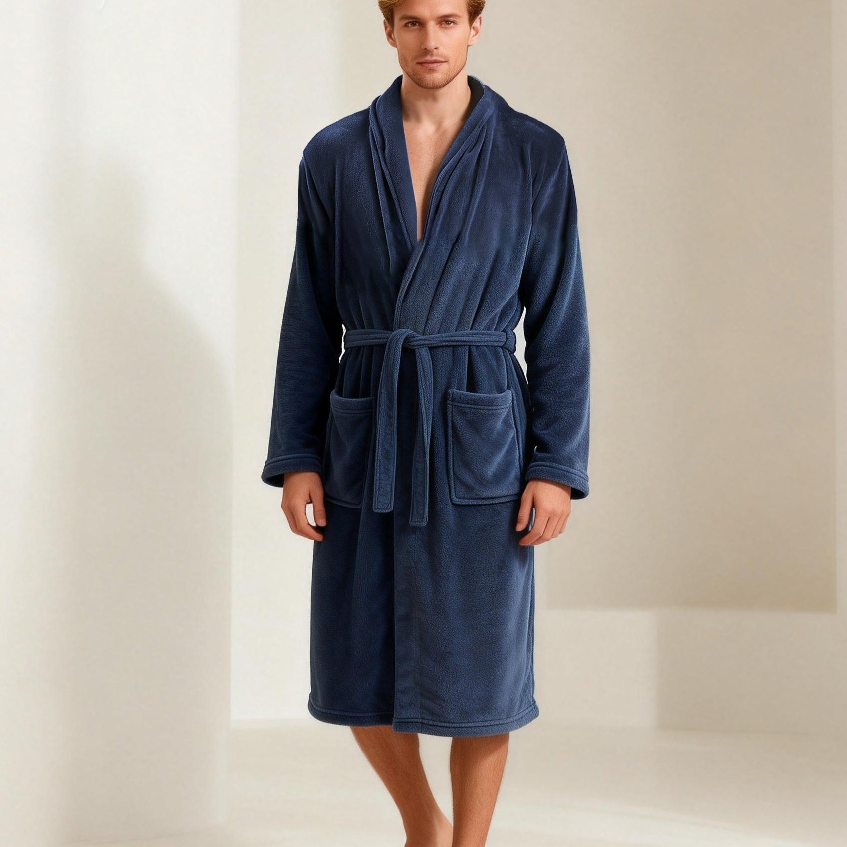 Unisex Coral Fleece Bathrobe – Women's & Men's Robe, , Sizes L & Xl, & Quick Drying