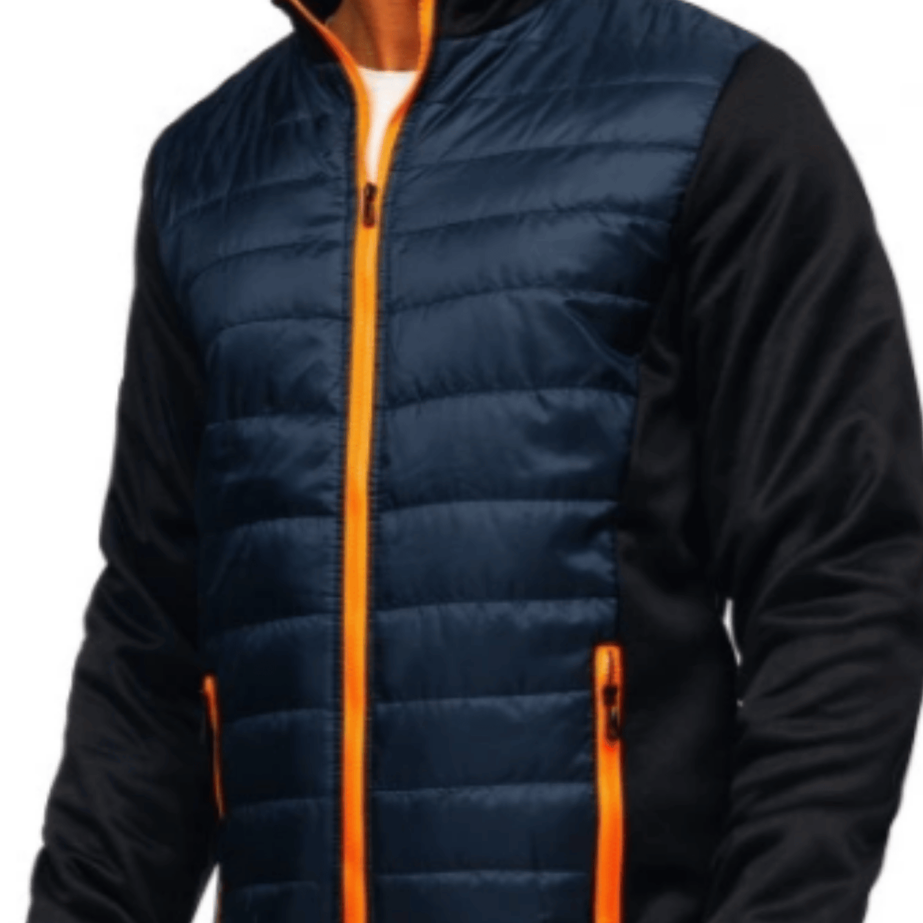 Men's Lightweight Quilted Jacket With Contrast Zippers, Sporty Everyday Jacket, 's Jacket With High Collar, Comfortable Jacket