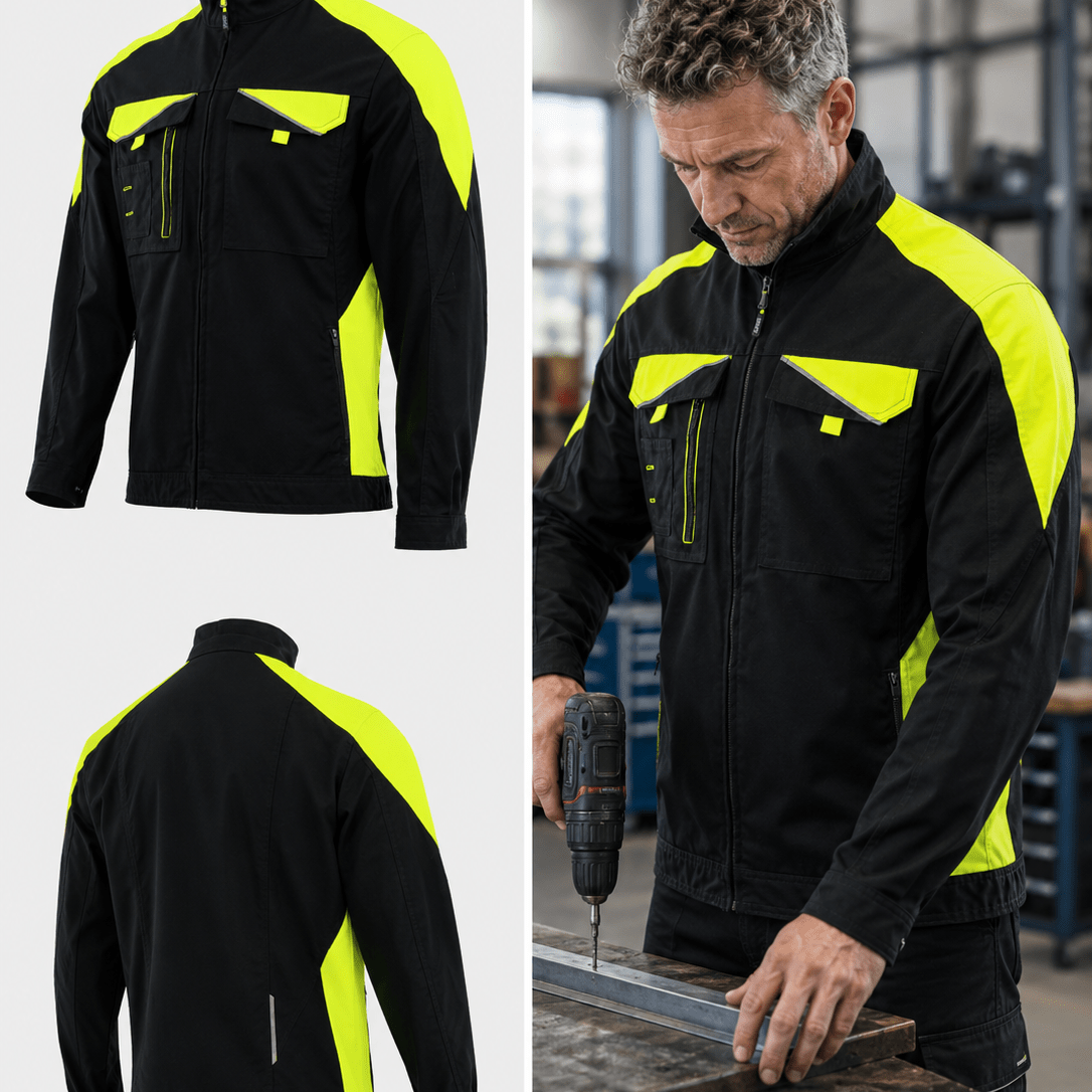 Men's Stretch Canvas Work Jacket With Zipper And Chest Pockets