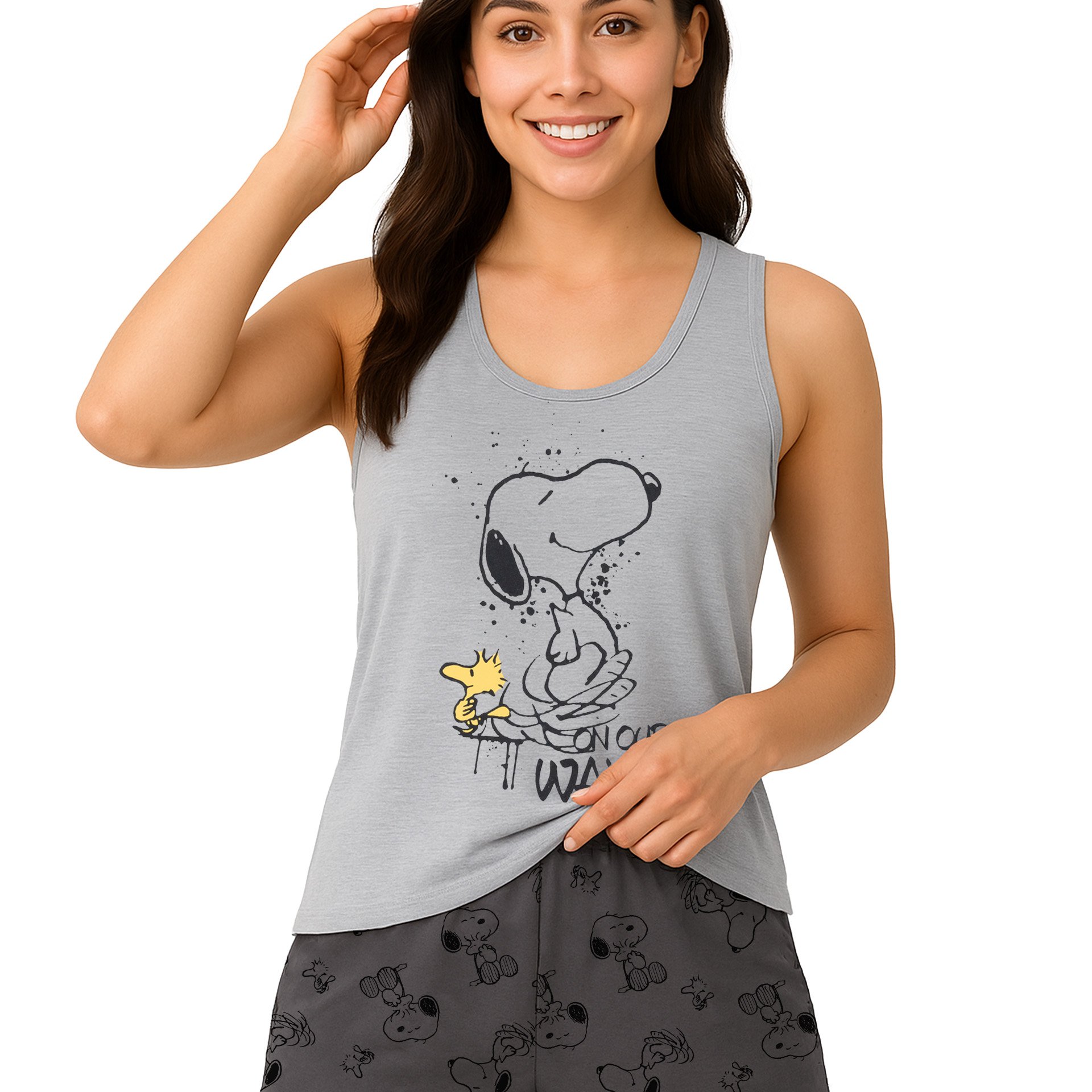 The Sleep Suit For Women - Cuddle Pyjama Set Tank Top With Grey Pants