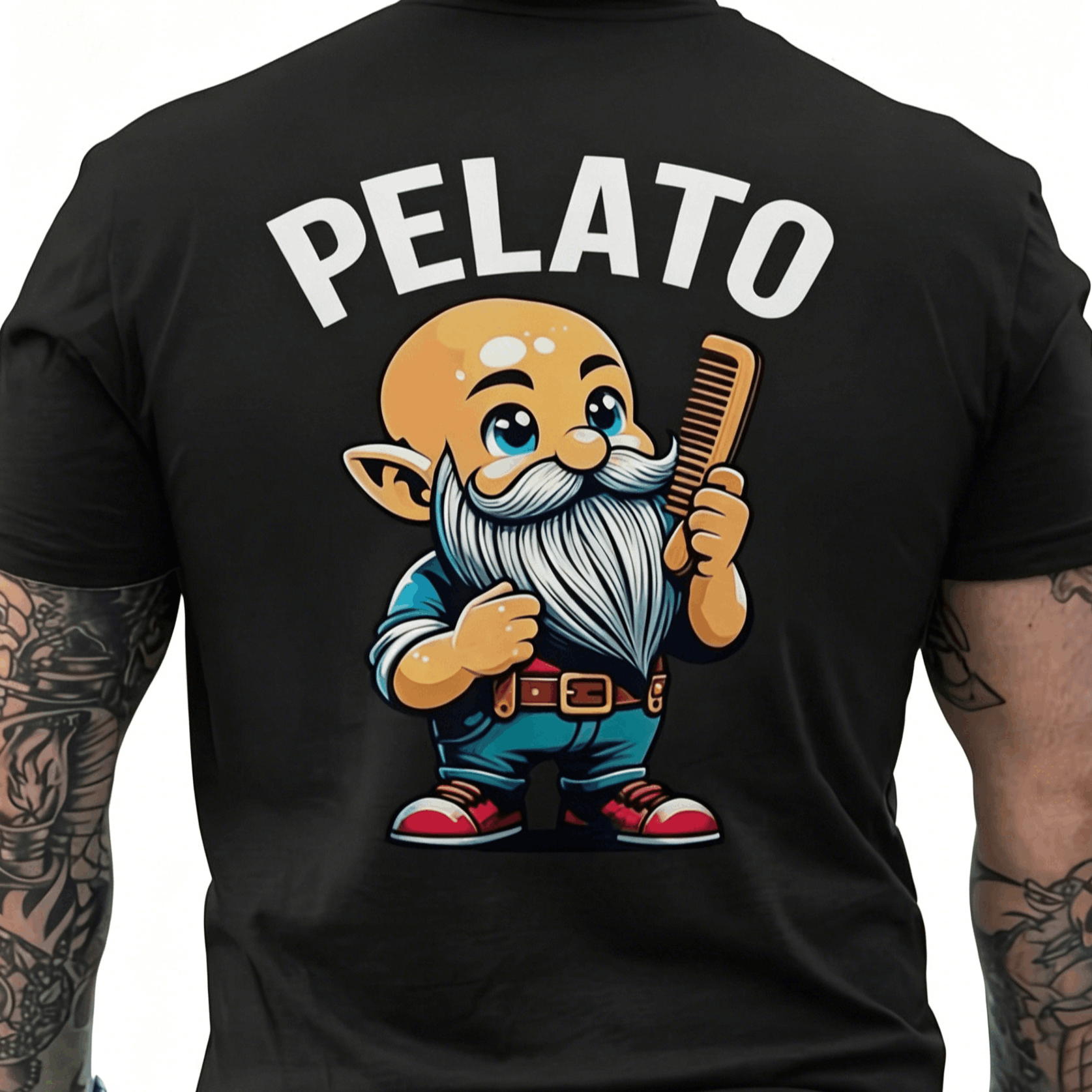TEMU Maglietta divertente con stampa nano del calvo sul retro, t-shirt casual elasticizzata a maniche corte, taglio regolare per , regalo originale e