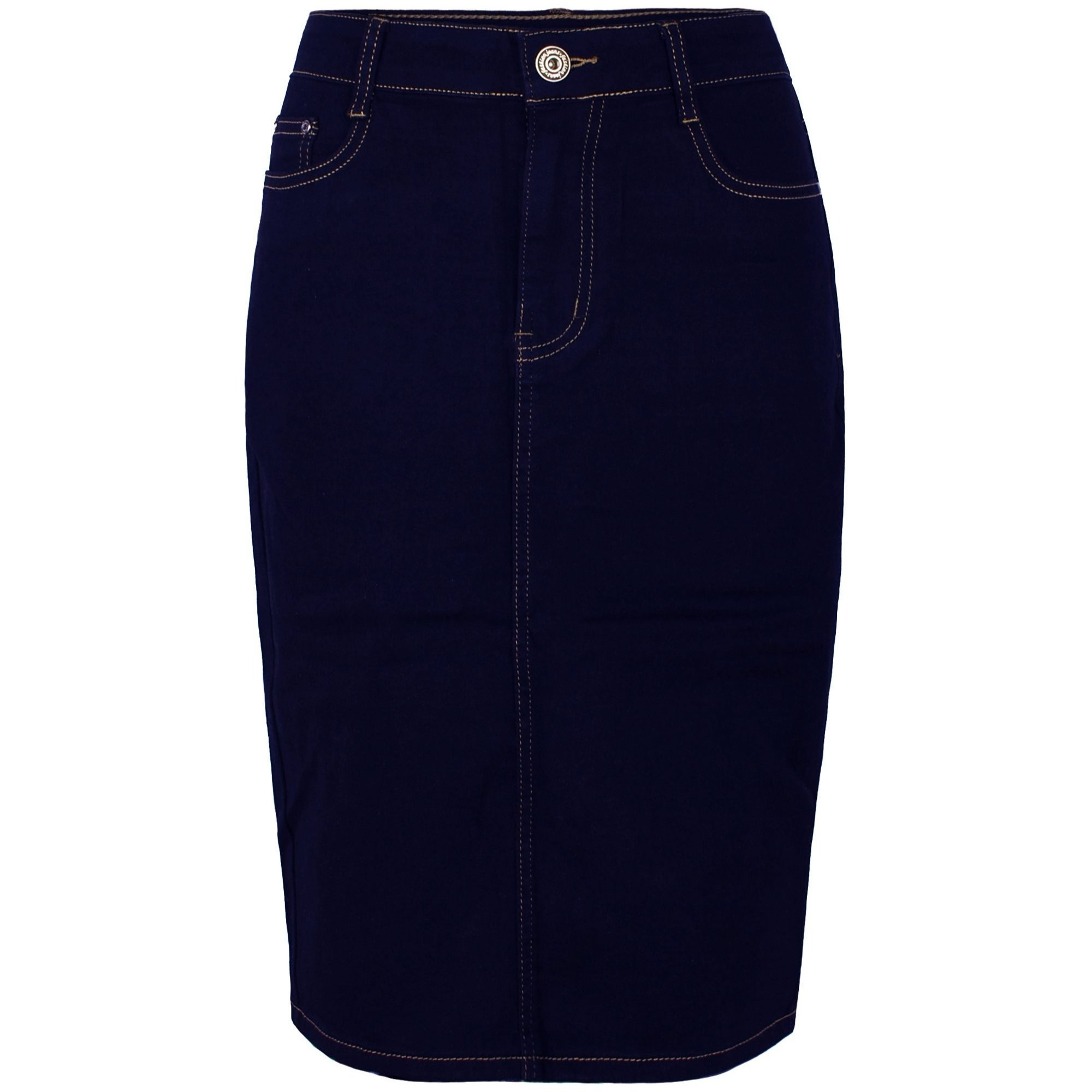 Brotherly Ladies Jeans Skirt Knee-length Pencil Stretch