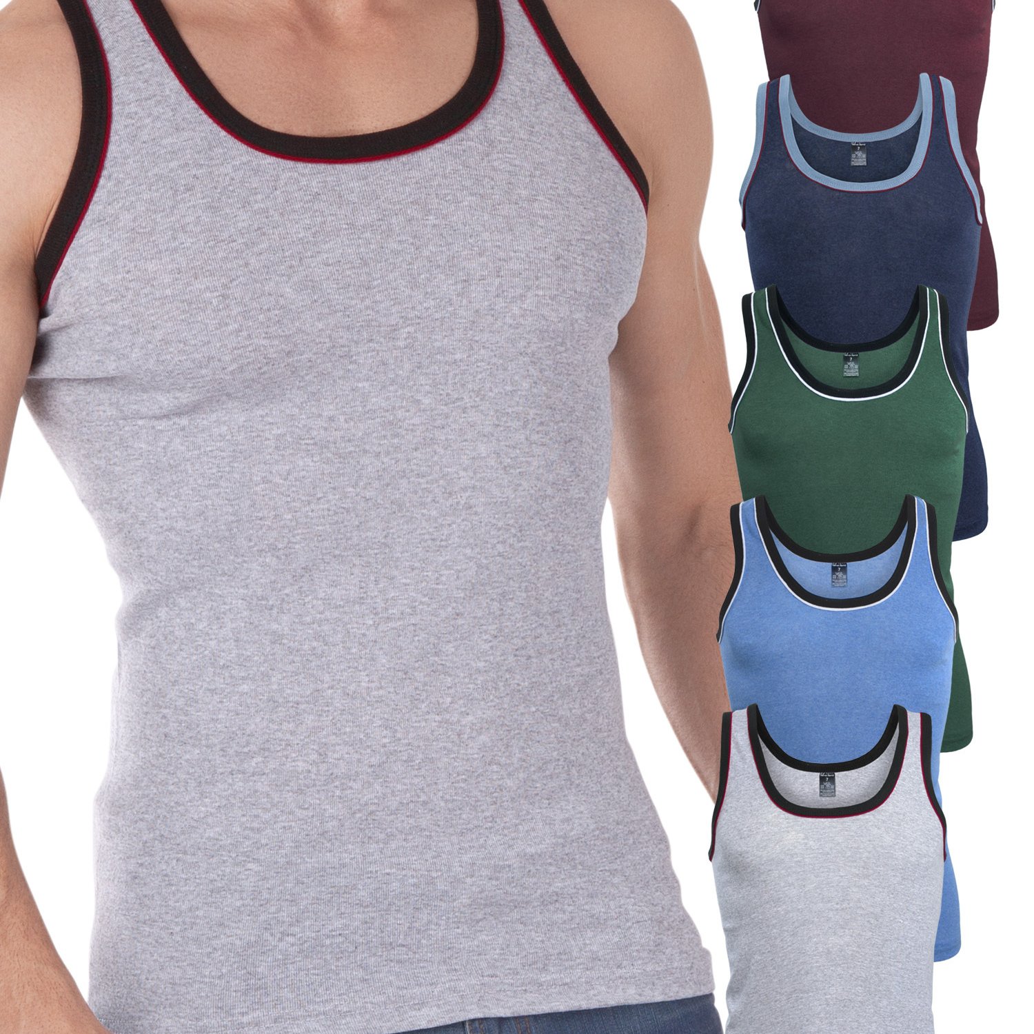 Men's Tank Top 5-pack – Cotton Fine Rib Sleeveless Undershirts, Soft & Breathable