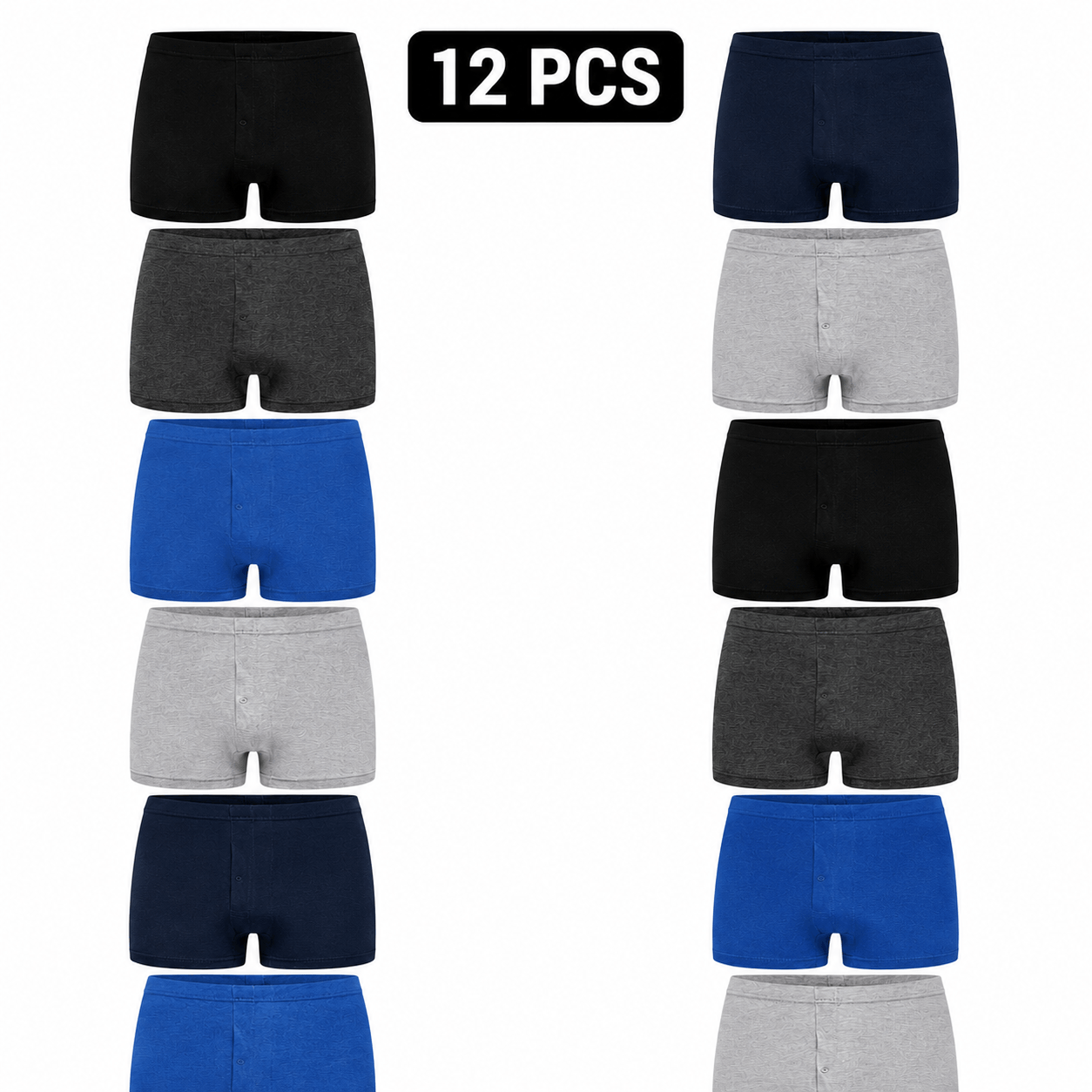 TEMU 12pcs Men' Color Comfortable Boxer Briefs, Assorted Mix Designs/colors - Breathable And Versatile Underwear (multicolor)
