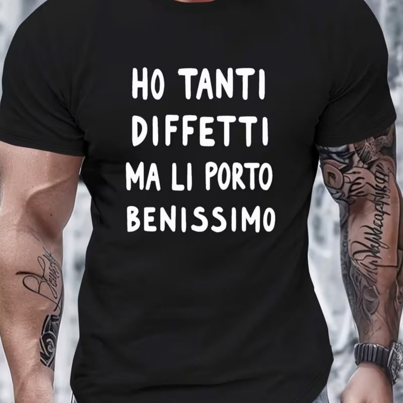 TEMU Maglietta con Italiana - Slogan "" , T-Shirt Casual in Puro Cotone con Scollo , Design Divertente con Citazione Italiana per Tutto l',