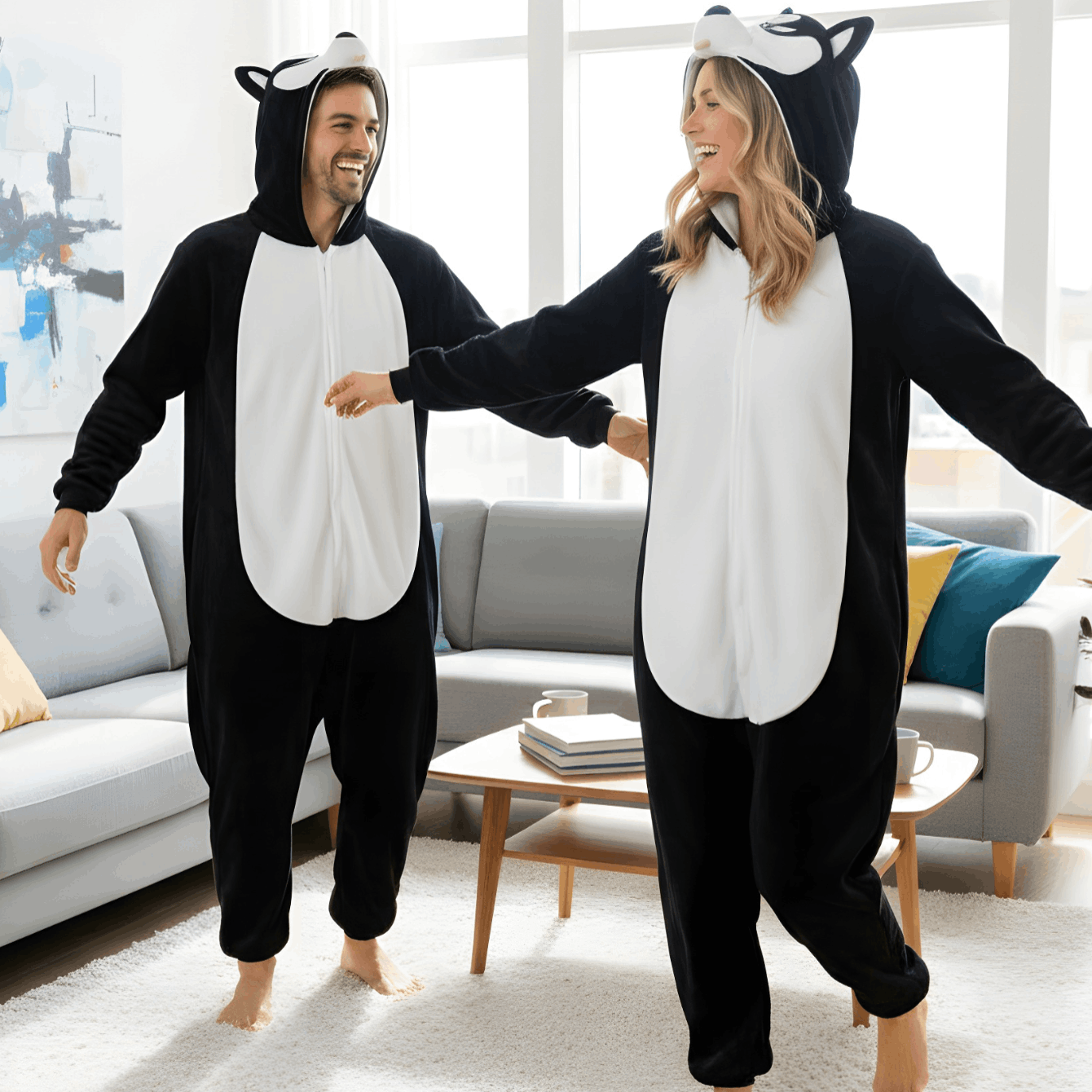 Image of Plush Pajama Cosplay Costume Husky With Hood And Pockets, Nerd Hunters, 100% Polyester, Autumn And Winter, Casual, Party, And Everyday Wear, S - Xxl (145 - 195 Cm)