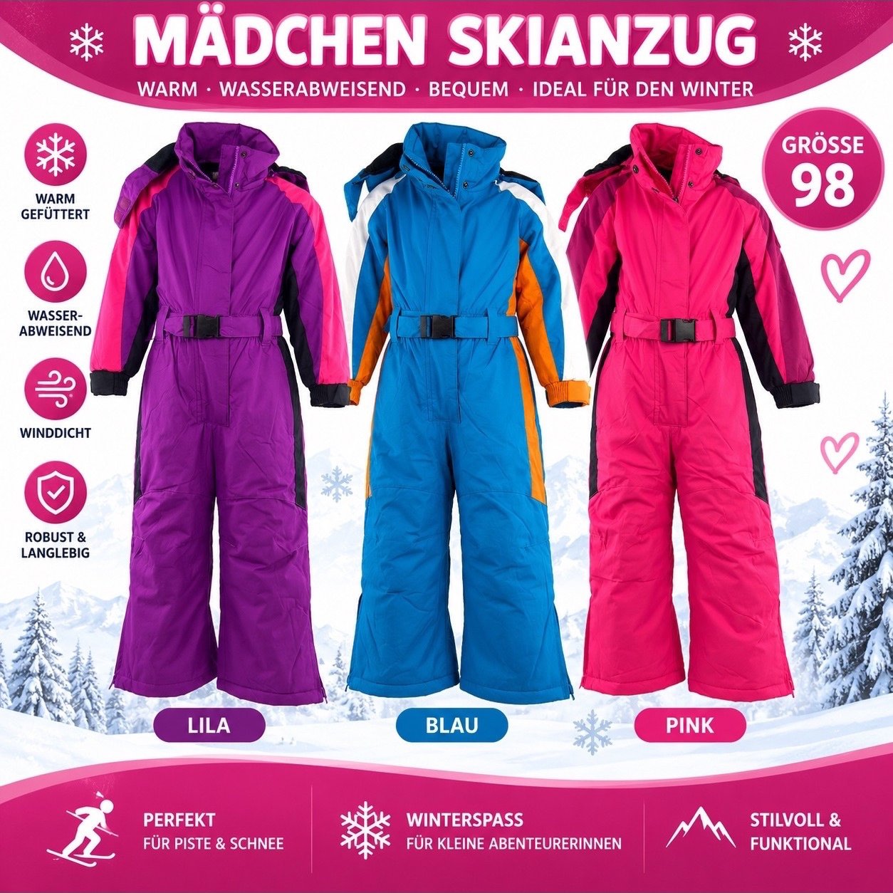 Image of Snow Overall Snow Suit Ski Suit Jacket Pants Winter Children Girl Size 98