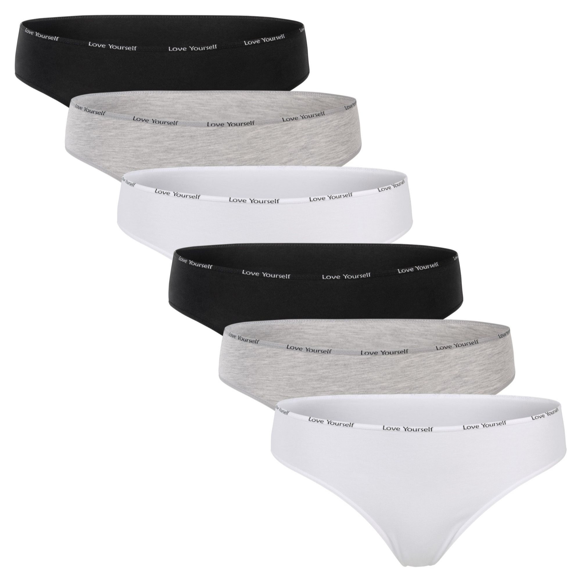 Ladies' Tanga "love Yourself" - Mini Slip With Decorative Bow - 6-pack