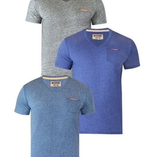 Image of Men's Short Sleeve V-neck Basic Slim Fit T-shirt With Chest Pocket 3-pack Please Size Larger Runs Small
