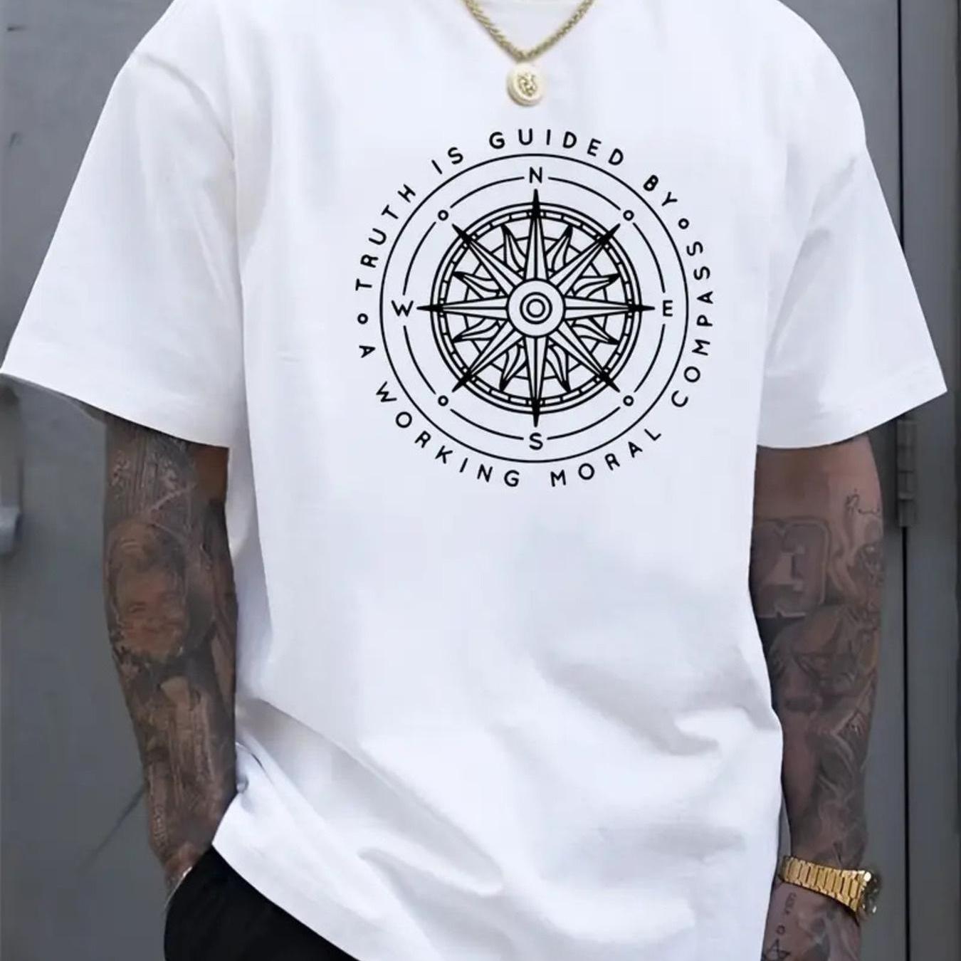 TEMU Camiseta de Hombre Talla Grande 100% Algodón con Diseño de Filosofía de , para el Trabajo y la Guía de - Camiseta Casual de Manga Corta, TALLA