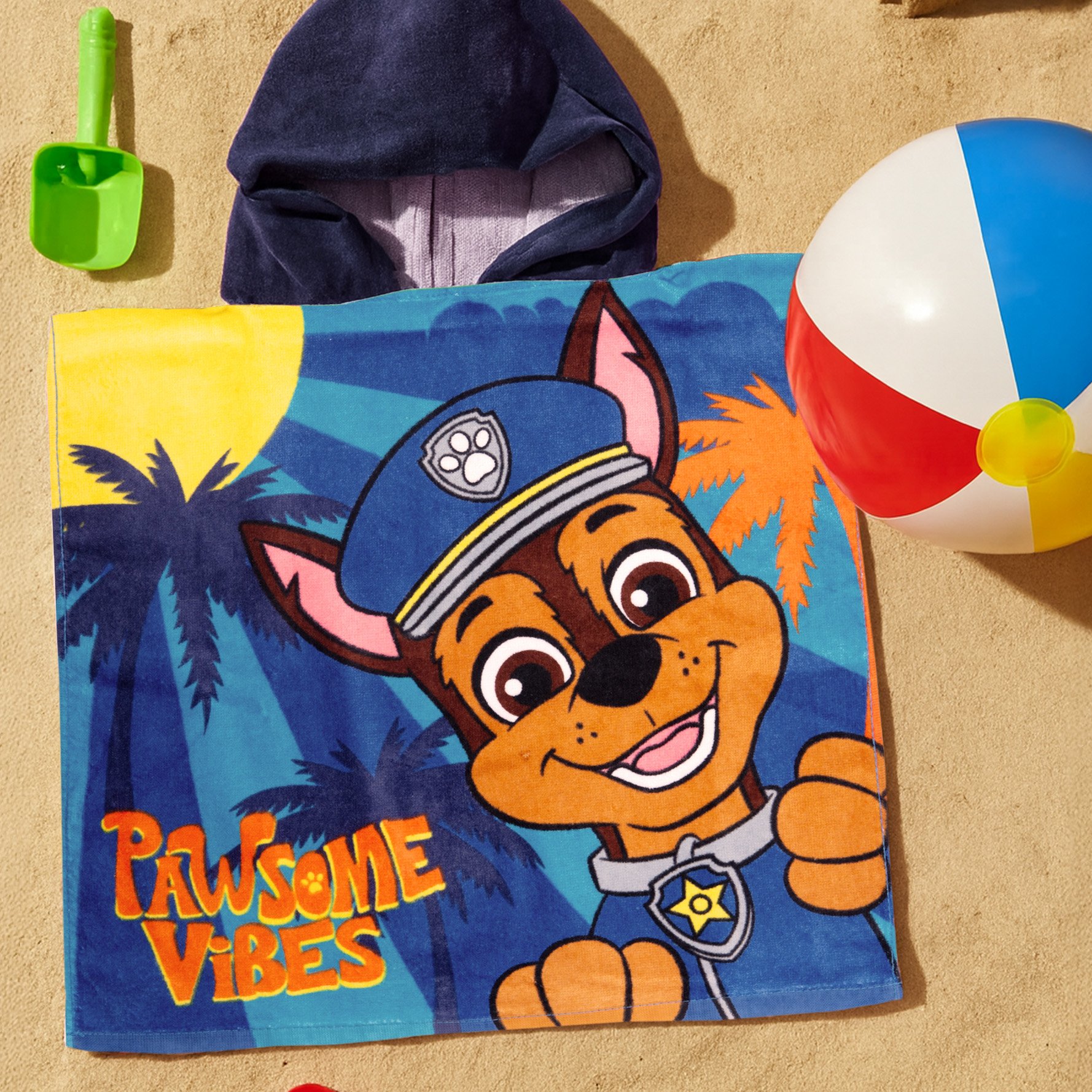 Image of - Vibes Bath Poncho For Boys, Hooded Towel, Kids Bath Towel, 100% Cotton, 50 X 100 Cm, Blue