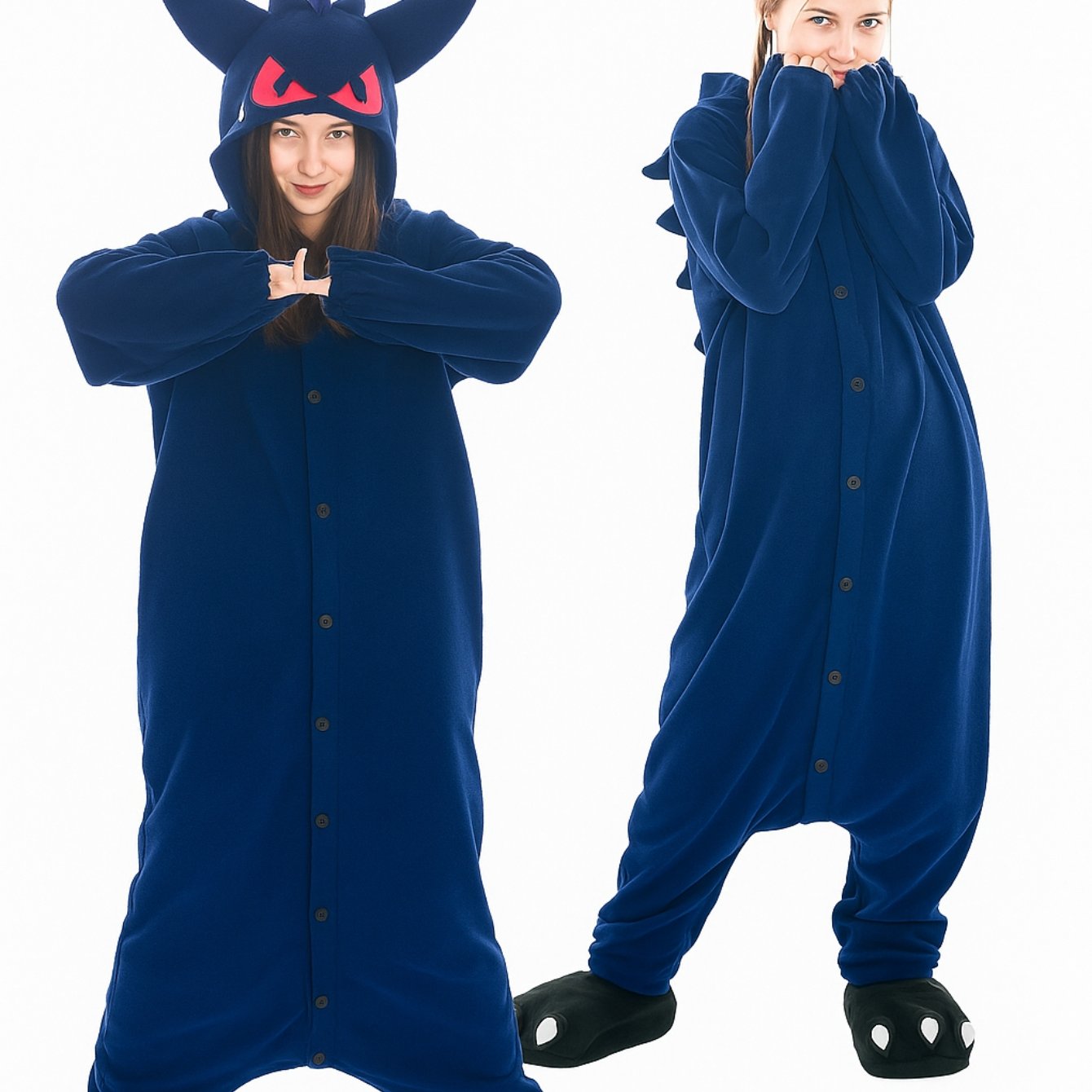 TEMU Plush Pajama Cosplay Costume - With Hood And Pockets, Nerd Hunters, 100% Polyester, Autumn & Winter, Casual, Party & Everyday Wear, S - Xxl (145