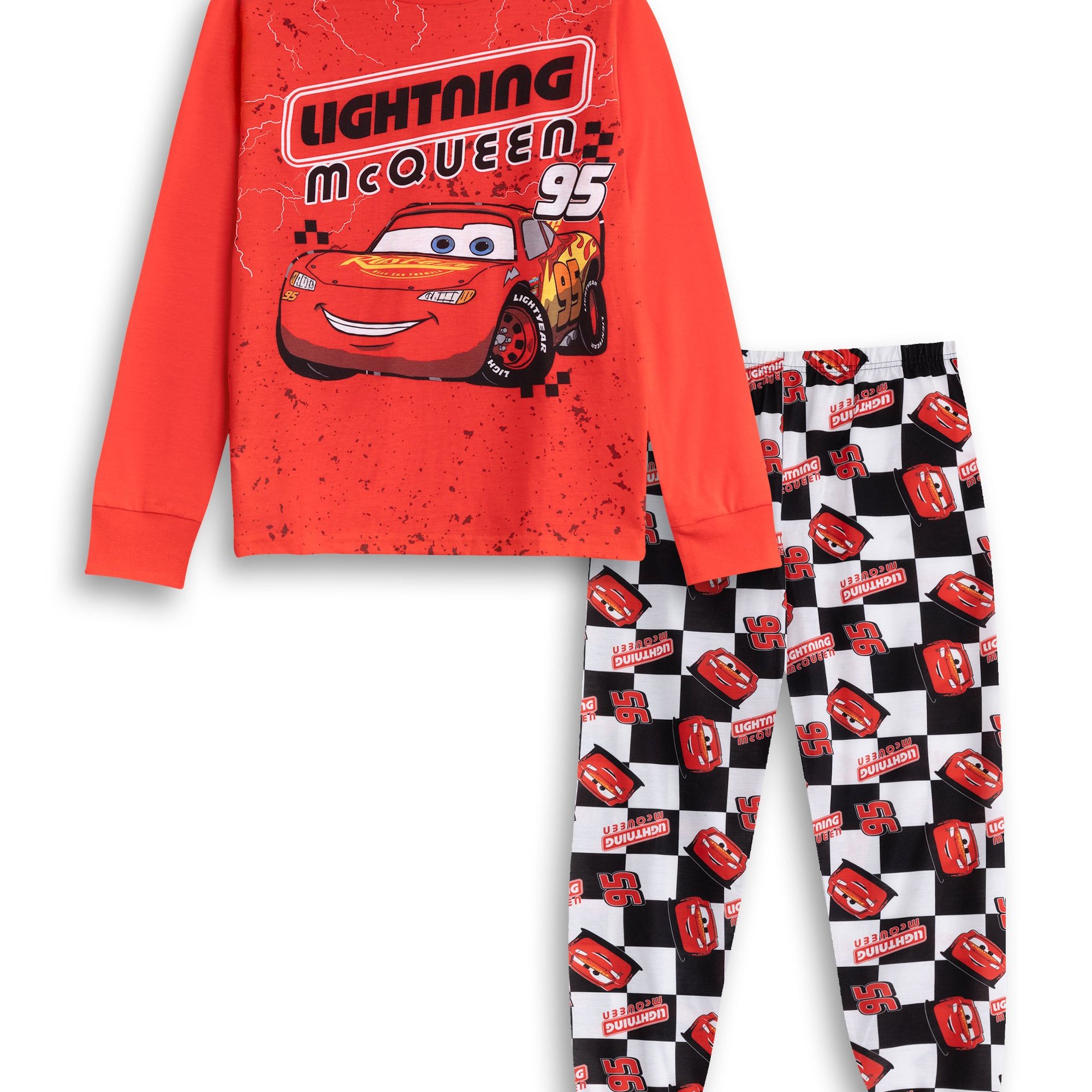 TEMU Cars Boys Red Long Sleeve Long Leg Pyjama Set | Cartoon Sleepwear With Retro Design | Kids' Nightwear For Bedtime & Lounging | Merch - 13-14