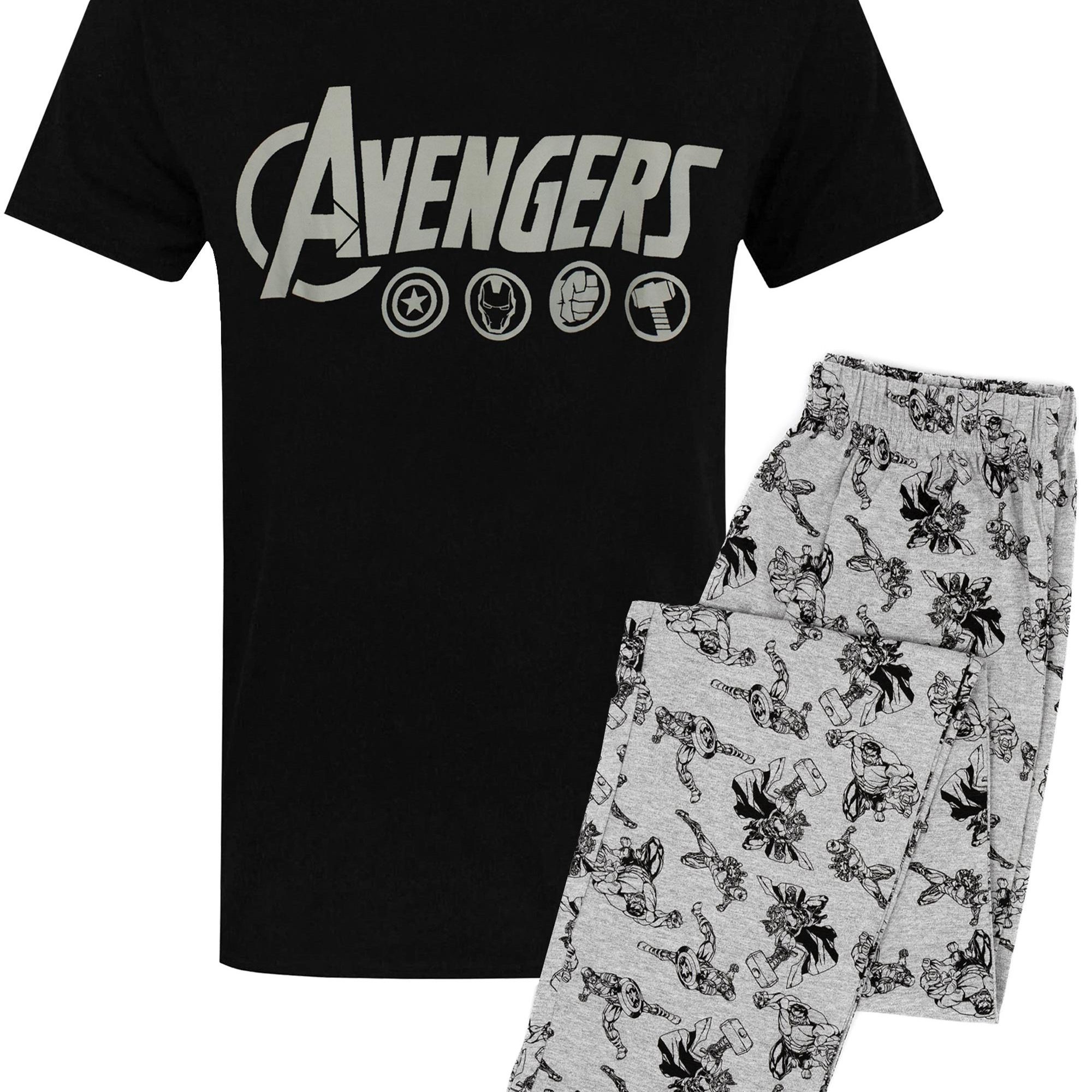 TEMU The Avengers Pyjamas For Men | Logo Grey Lounge Pants & Set | Superhero Gifts Merchandise