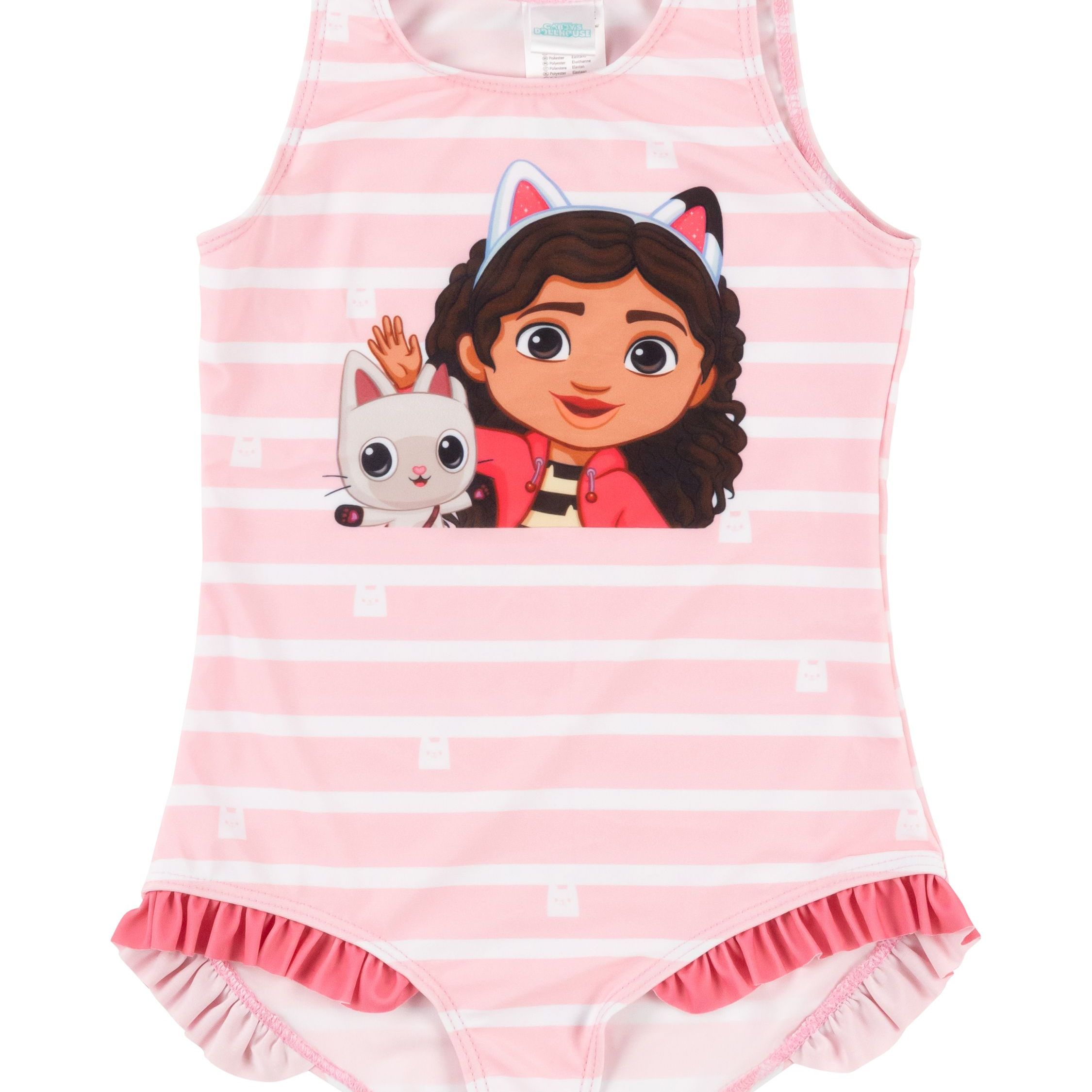 Swimsuit With Ruffles And Bows For Girls - -piece Swimsuit Pink