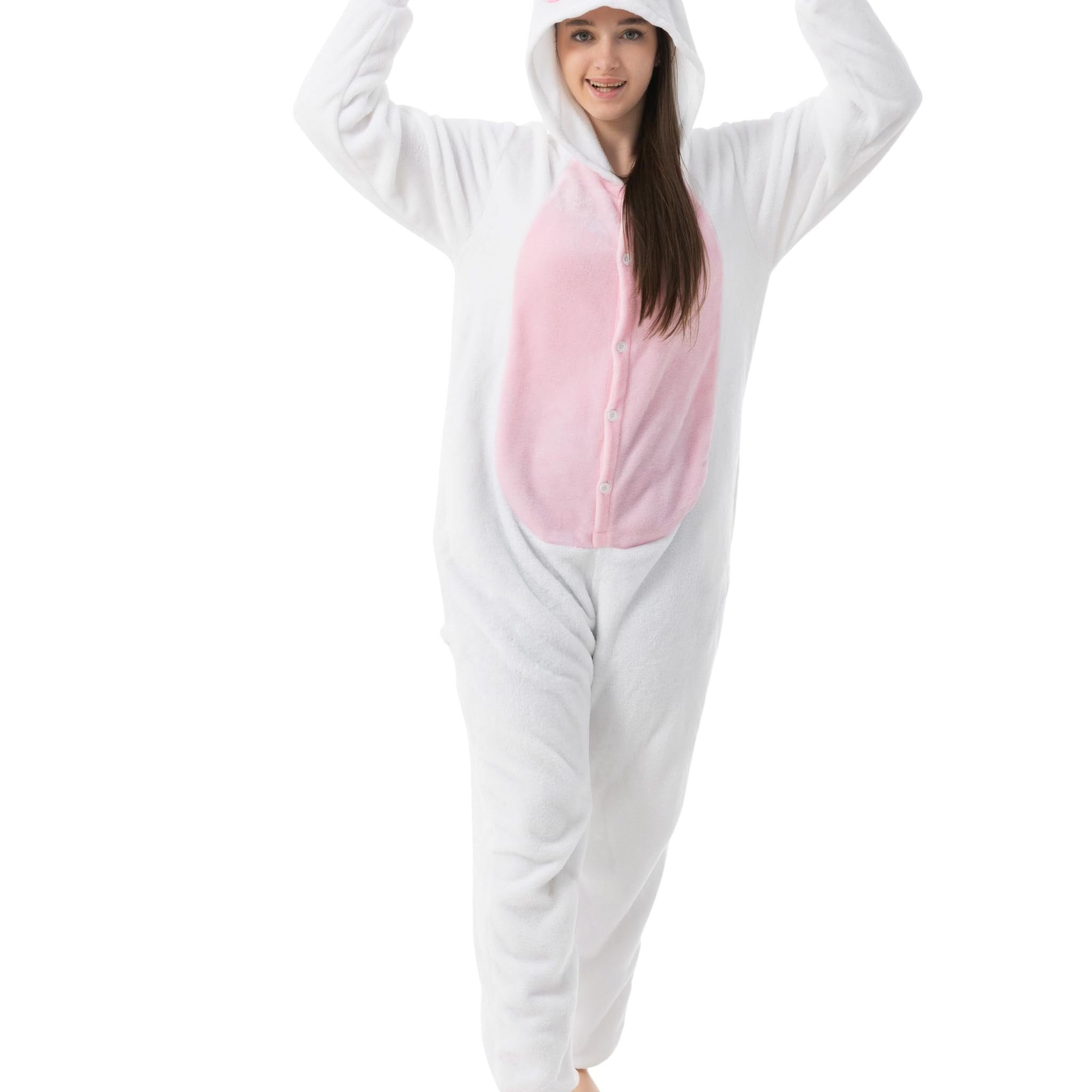 Image of Bunny Costume For Women, Men, Adults - Carnival, Mardi Gras, Halloween Onesie, Full-body Jumpsuit, , Plush Animal Costume