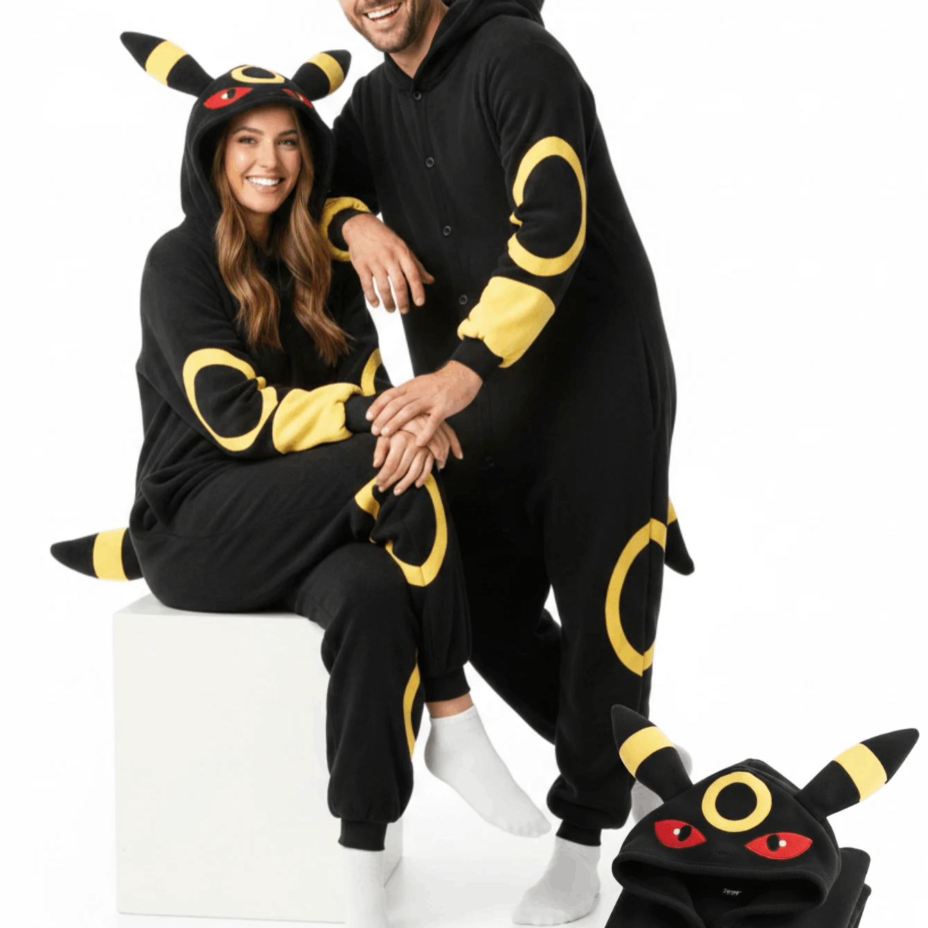 Onesie Pokémon Cosplay Plush Pajamas With Hood And Pockets, Unisex Adults, Autumn Winter, S-xxl (155-195cm) Nerd Hunters