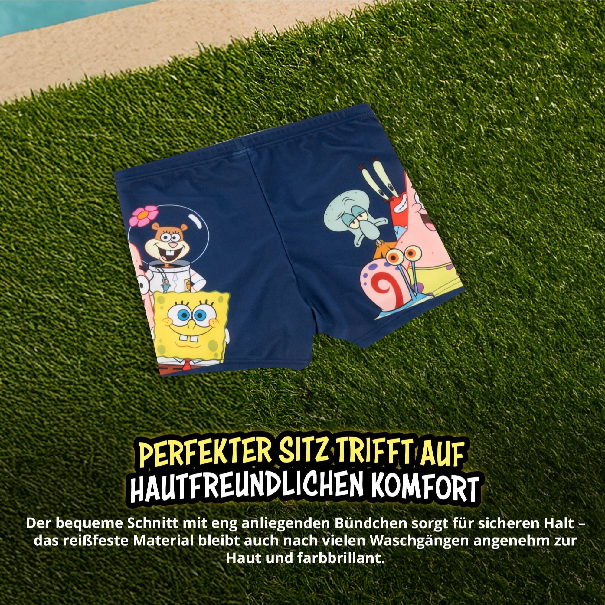 Spongebob Swim Trunks For Boys - Kids Swimwear Bathing Suit Blue