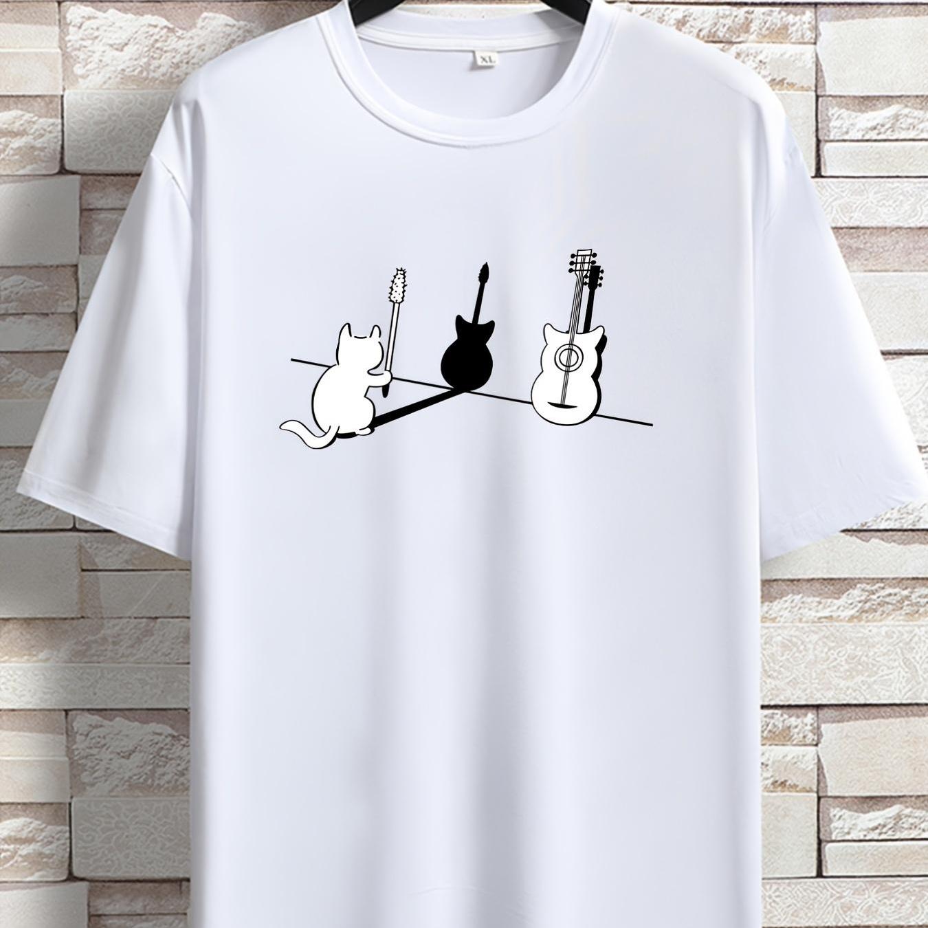TEMU Camiseta de manga corta de /verano 2023 con estilo de moda americana, estampado para jóvenes hombres, con un diseño de cuello que es grande y