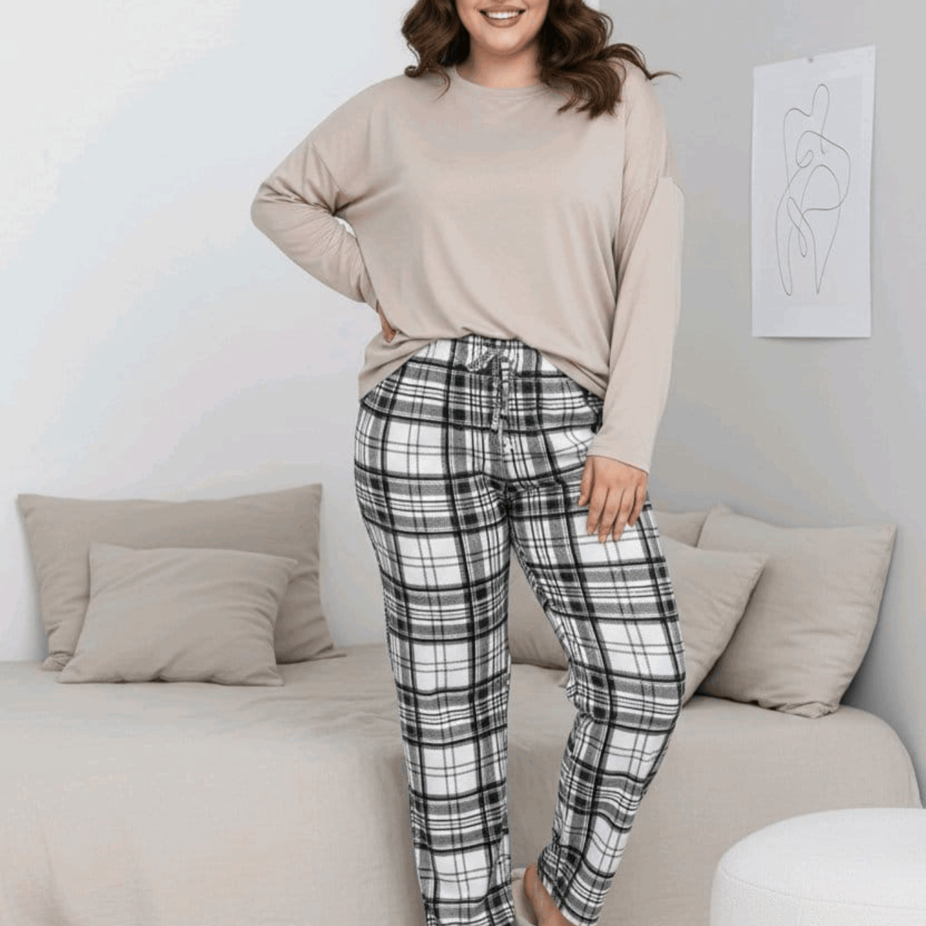 Image of Plus Size Women's 100% Cotton Pajama Pants 2xl-5xl Oversized Sleep Pants Soft Breathable Lounge Pants Elastic Waist Nightwear Wear Pyjama Bottoms