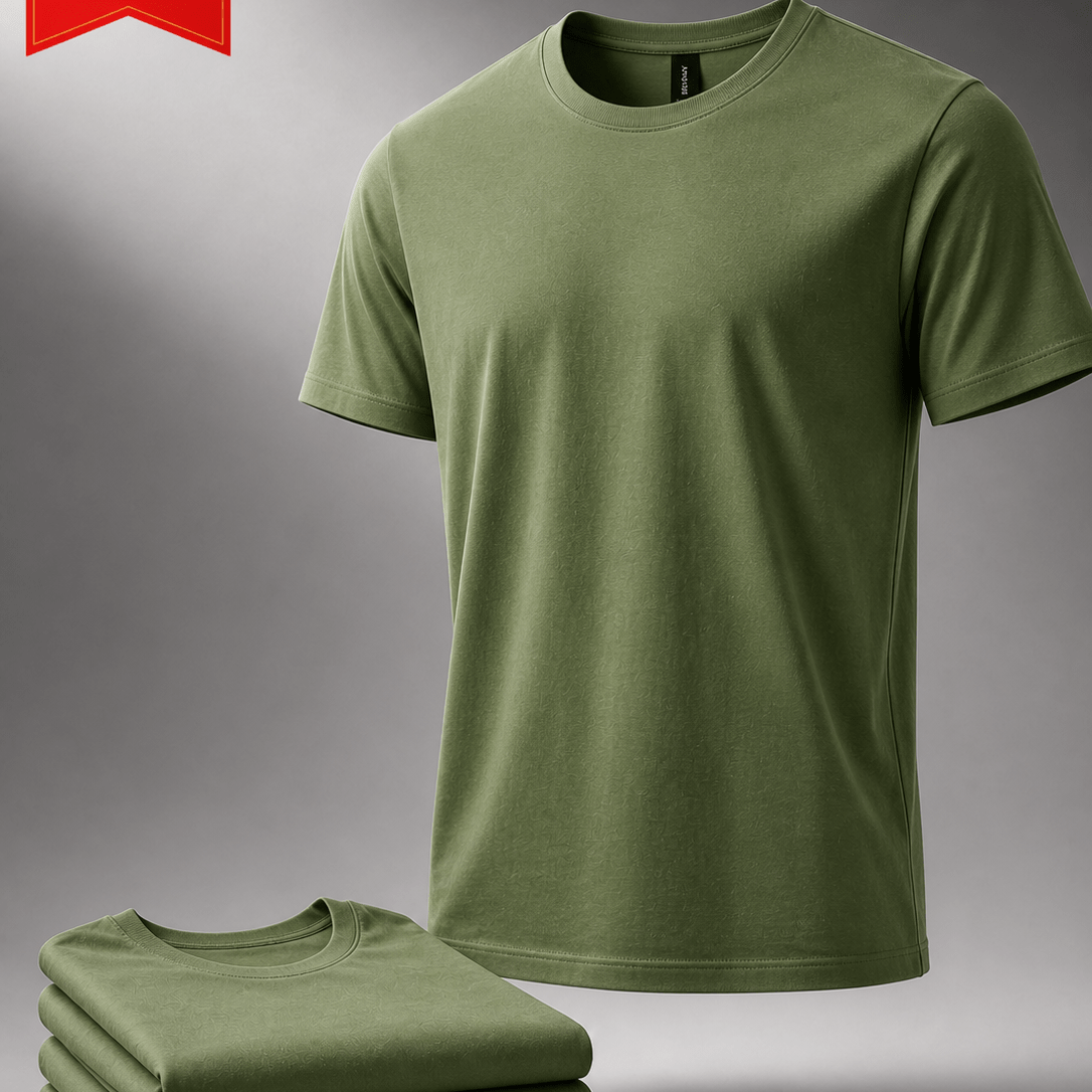 TEMU Set 3 T-shirt Basic Verde Militare da , Pacco da 3 Pezzi , per Ricambio , Maglietta Corta Essential, Multipack Convenienza, Abbigliamento Casual