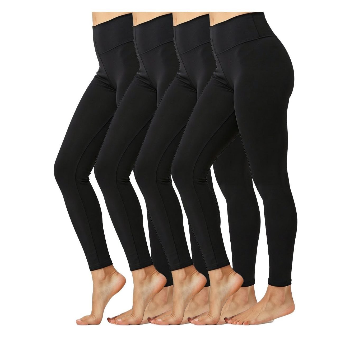 TEMU Ladies ( 4 Pack ) Full Length Leggings - Stretchy Women's Non See Through Full Length Soft Leggings, Plus Sizes