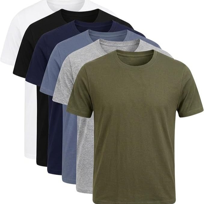 TEMU Mens T Shirt Pack Of 6 - Premium 100% Cotton Crew Neck Plain T-shirts, Lightweight Breathable Short Sleeve Casual Summer Tees For Men 180gsm