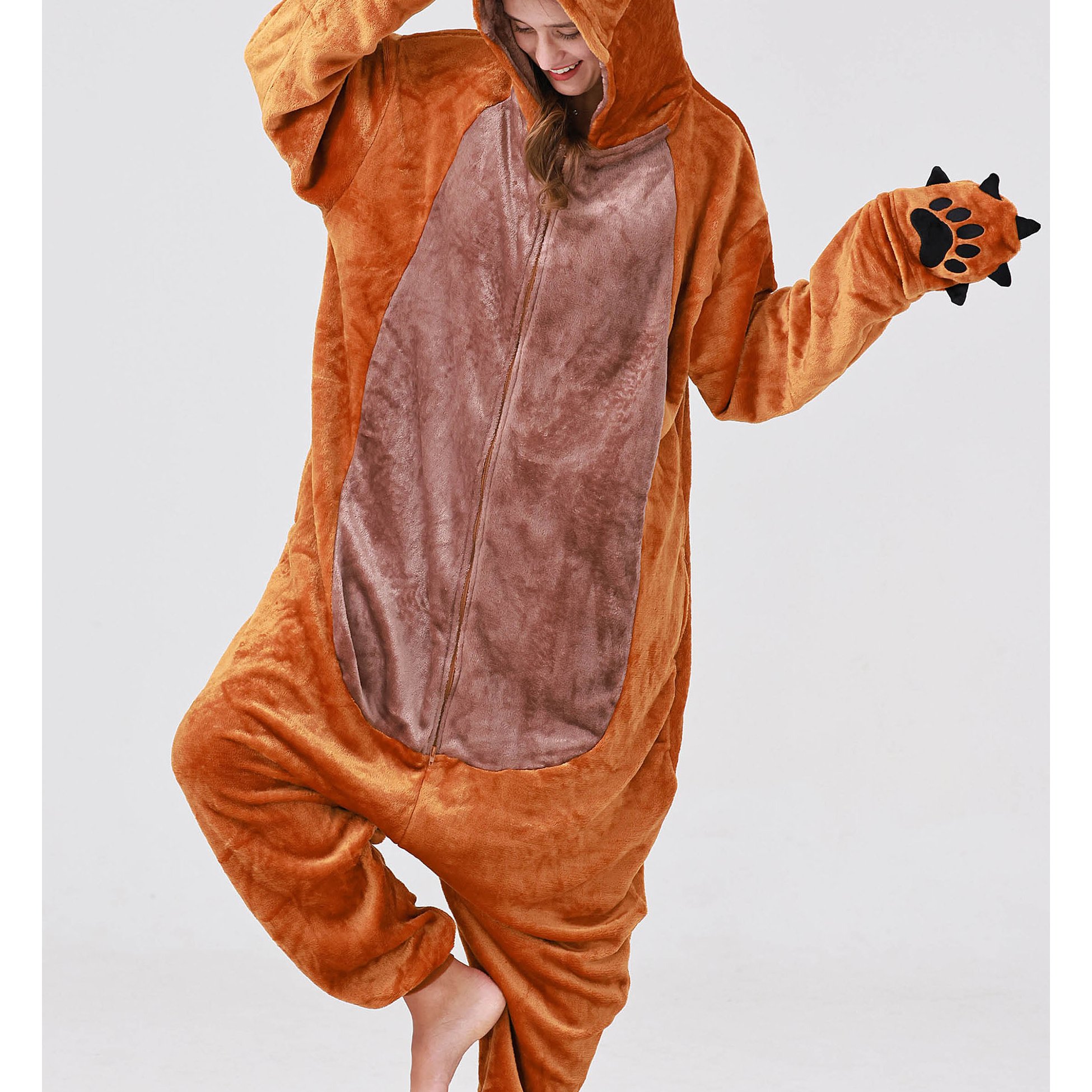 Image of Brown Bear Bear Costume For Women Men Adults Carnival Halloween Onesie Full-body Suit Jumpsuit Carnival Costume Costume Animal Costumes Plush Costumes