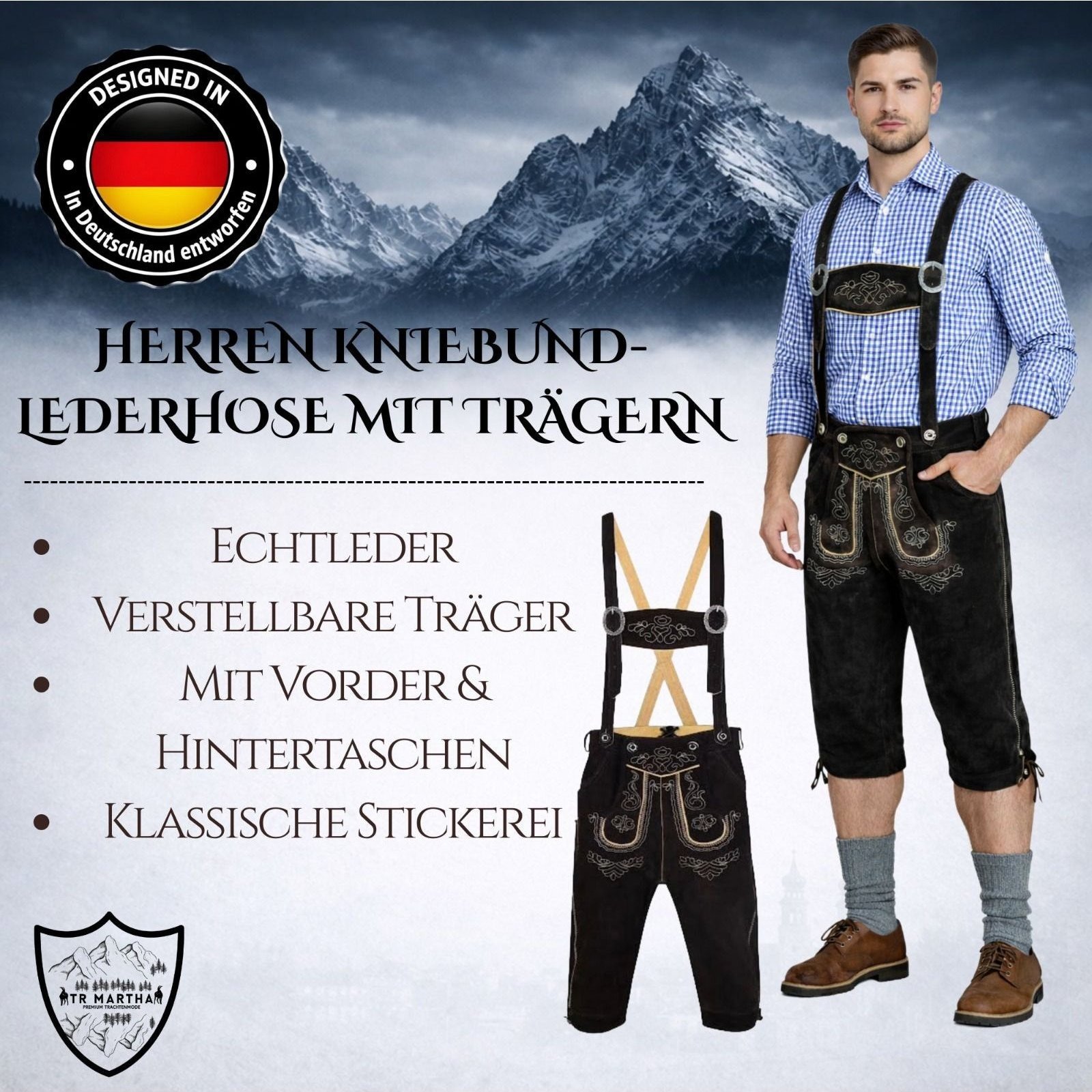 Leather Men's Knee-high With Embroidery Made Of Cowhide