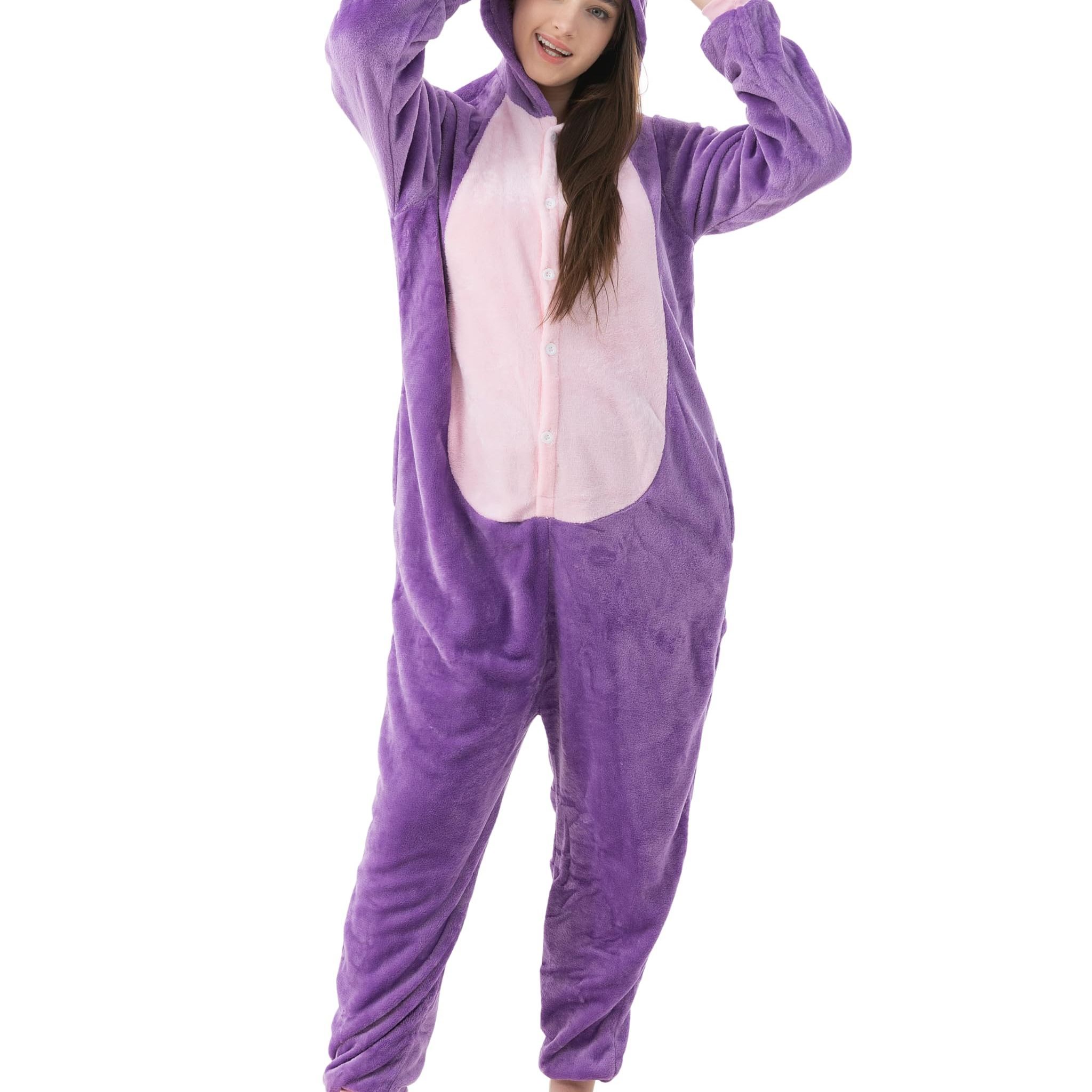 Image of Cat Lilac Anime Costume For Women Men Adults Carnival Halloween Onesie Full-body Suit Jumpsuit Carnival Costume Fancy Dress Animal Costumes Plush Costumes