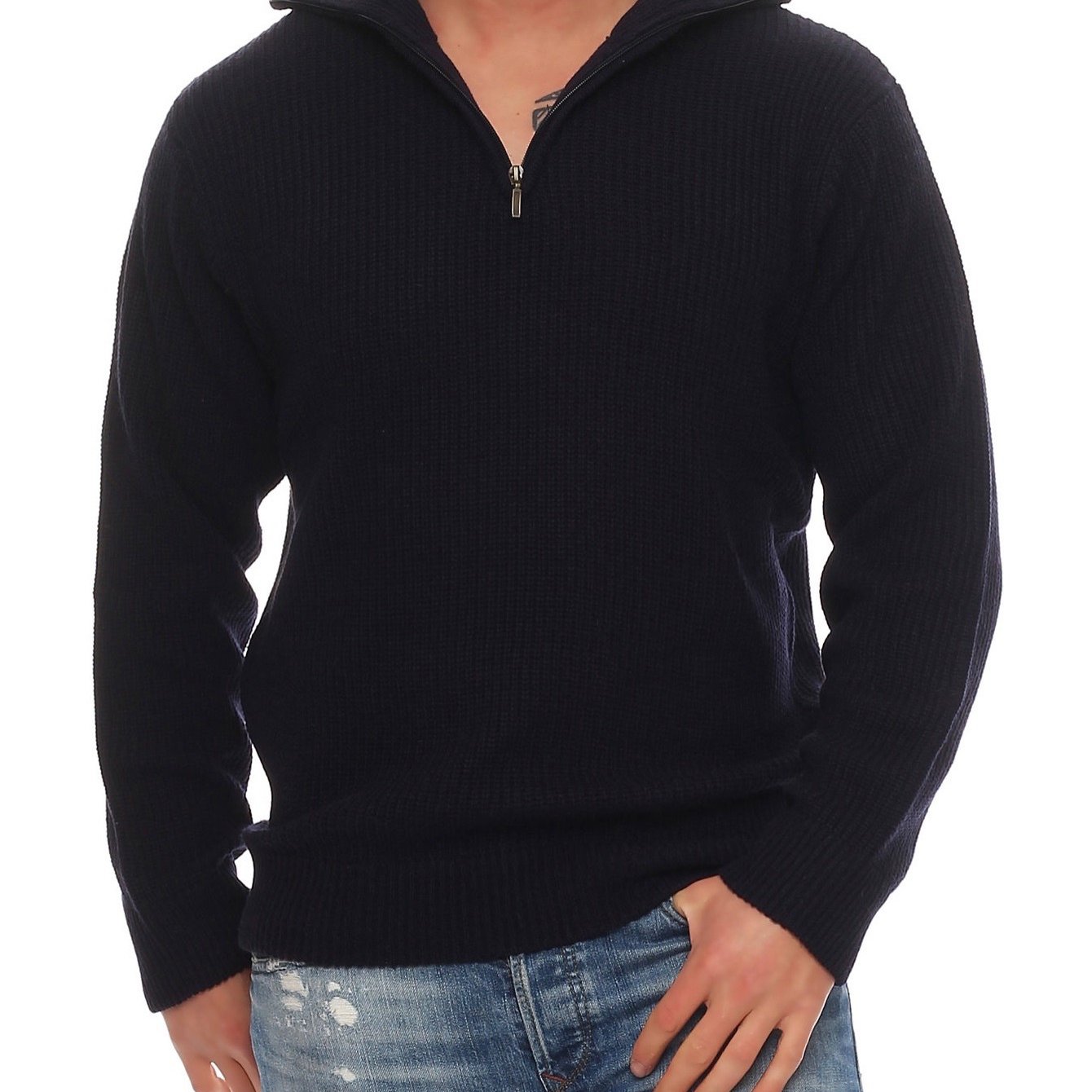 Image of Work Sweater Made Of Shear Wool, , , Knit Sweater, , Outdoor, Warm, Zip-up Sweater, Cuffs, Autumn/winter Clothing, Long Sleeves, Stretchy, S, M, L, Xl, 2xl, 3xl