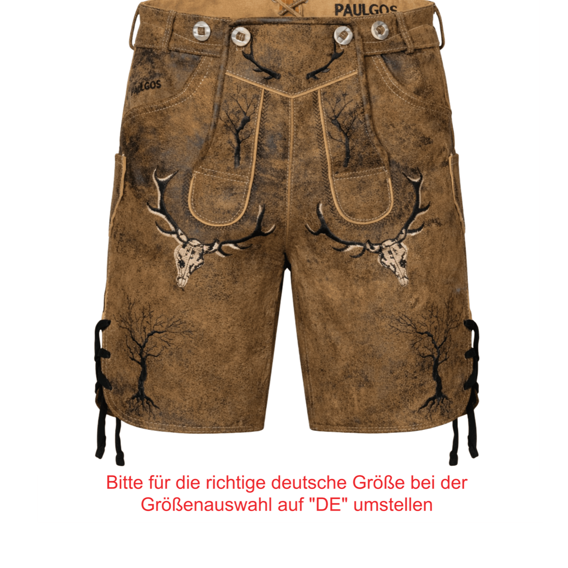 Paulgos Men's Traditional Shorts - Hk6 - Genuine Leather - In 2 Colors - Size 44 - 60