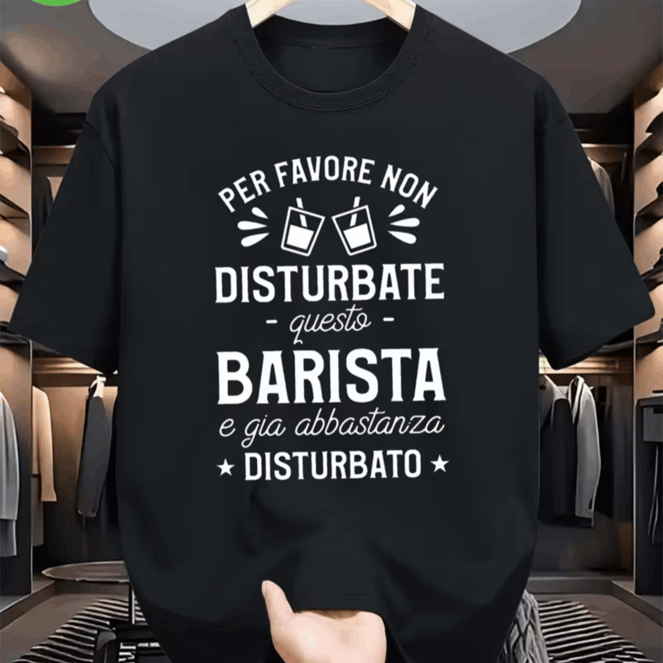 TEMU Unisex Italian Barista Themed T-shirt — With The Funny Coffee Quote "do Not Disturb The Barista", Printed Design With Cup, Casual Fit And Short