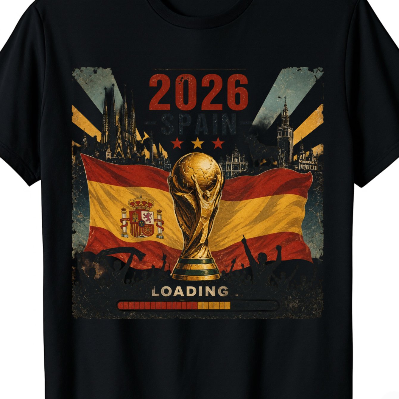TEMU Camiseta holgada de manga corta para uso diario casual con F y de España 2026, color negro
