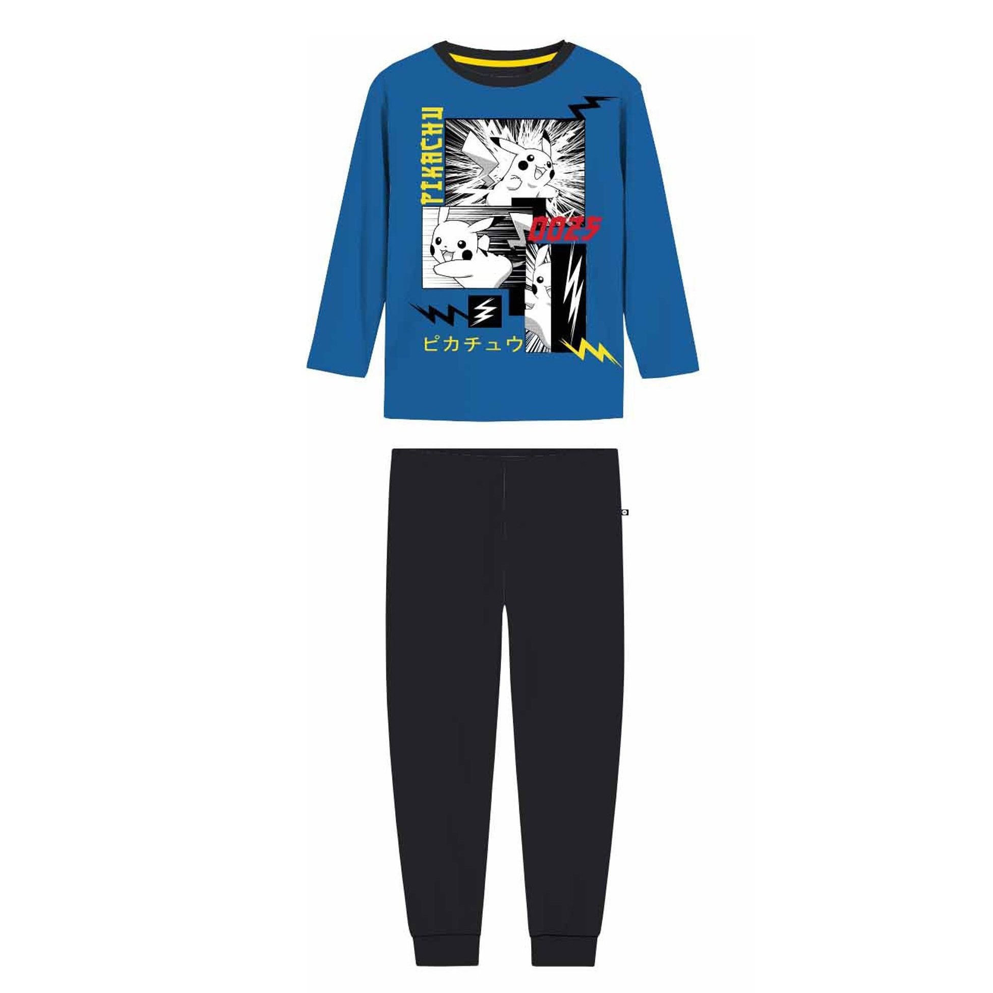 Image of Pikachu Kids Pajama Set 2-piece – Long Sleeve Cotton Pajama Set For – Comfortable Nightwear With Pokémon Designs – Sizes 110–152