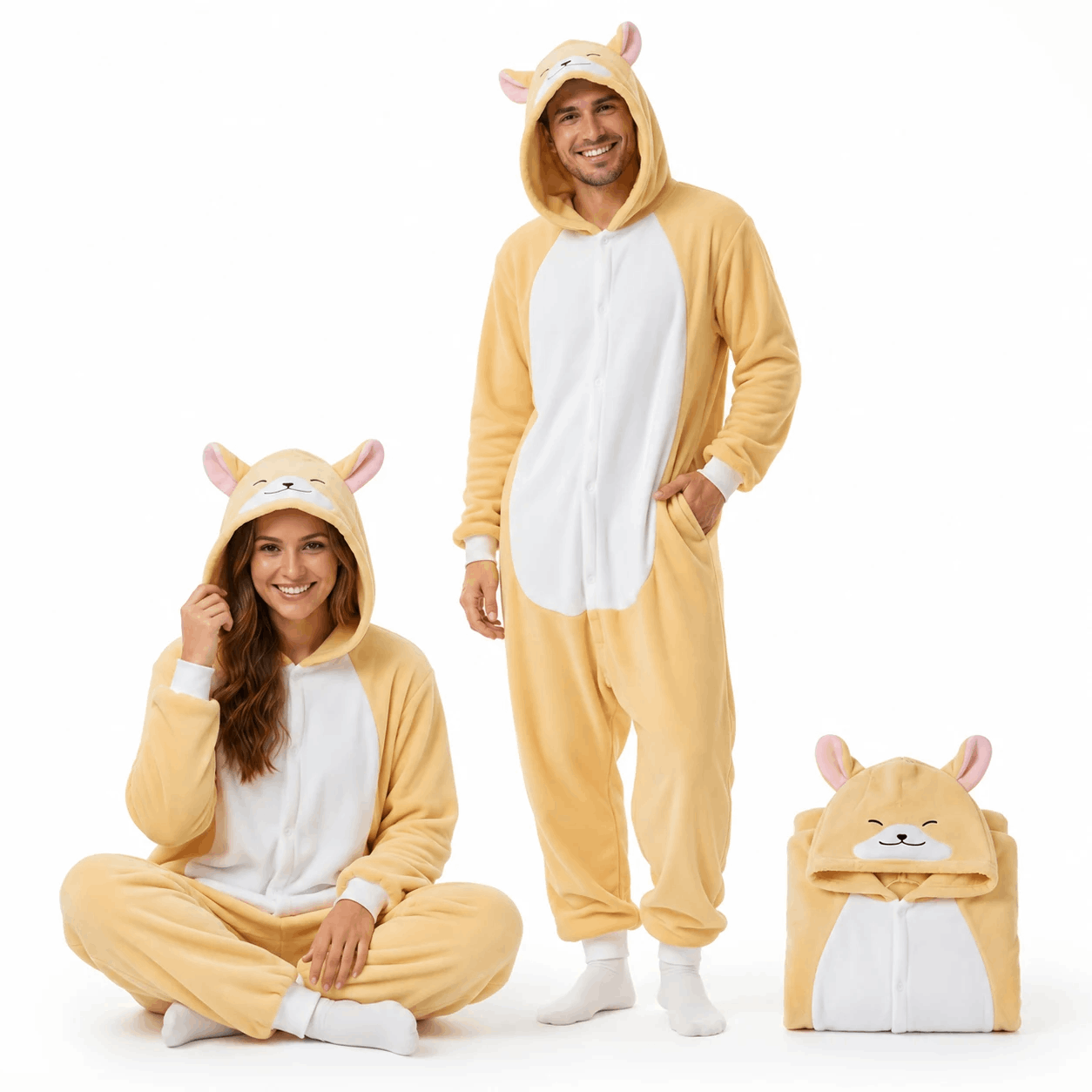 Image of Onesie Cosplay Plush Pajamas With Hood And Pockets, Unisex Adults, Autumn Winter, S-xxl (155-195cm) Nerd Hunters