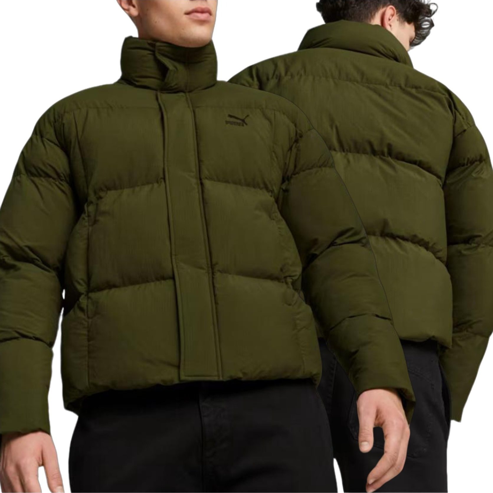 Image of Men's Oversized Waterproof Quilted Khaki Jacket Classic Oversized Puff 621673 31