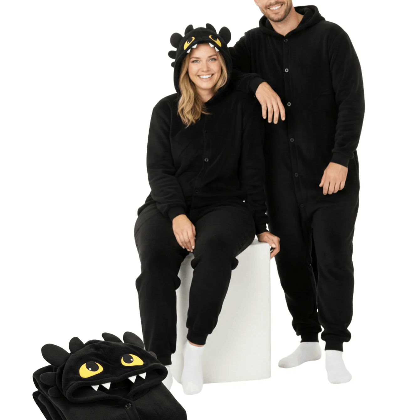 Onesie Toothless The Dragon Cosplay Plush Pajamas With Hood And Pockets, Unisex Adults, Autumn Winter, S-xxxl (155 - 205cm) Nerd Hunters