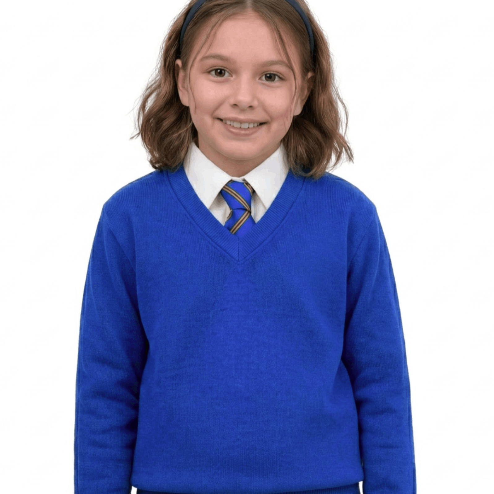TEMU Gw Classy Outfit V-neck School Jumper – Kids Unisex Long Sleeve Fleece Uniform Soft & Comfortable Sweatshirt