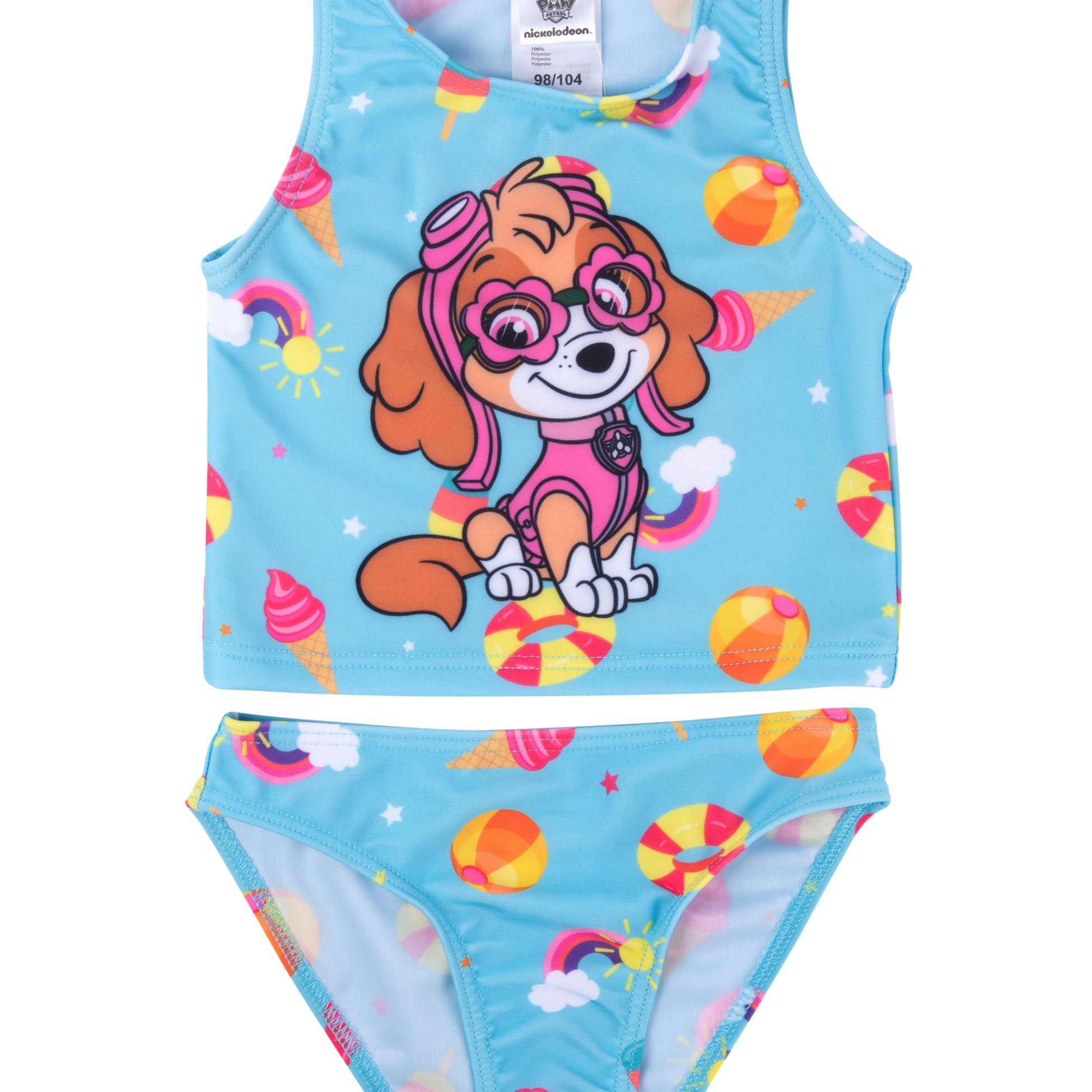 Tankini Swimsuit With Bows For Girls - Skye Two-piece Kids Swimwear Blue