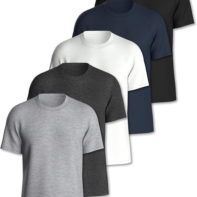 TEMU 5 Pack Mens T-shirts – Super Soft 100% Cotton - 180gsm Breathable – Durable Fit Casual, Work Or Sports Mens Tops Multipack – Local Uk Shipping
