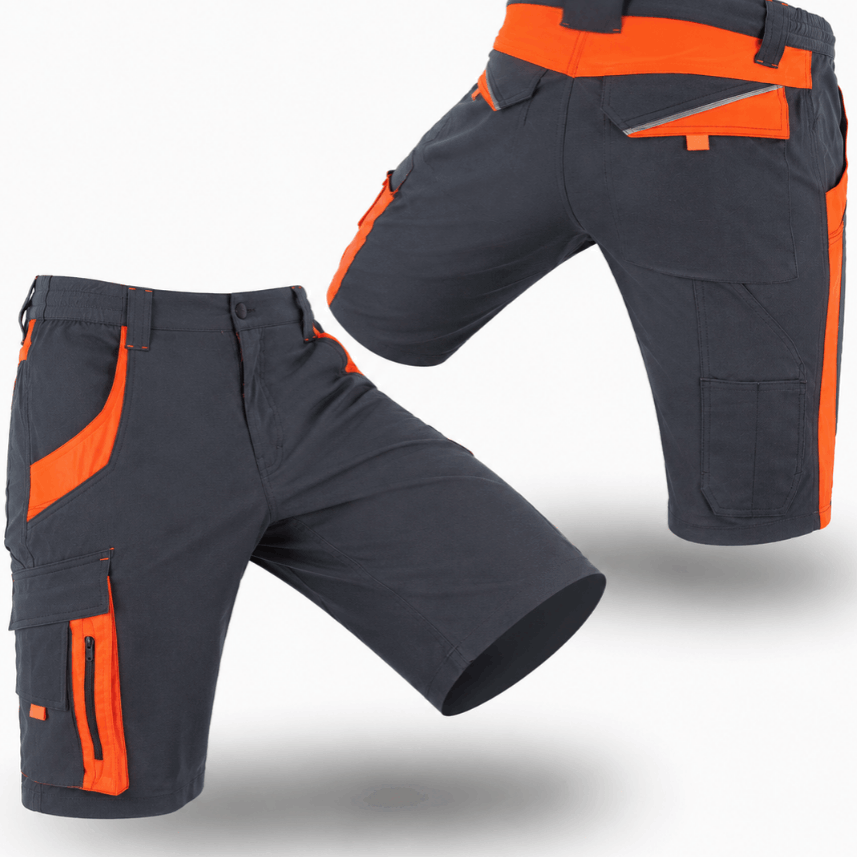 Elastic Flexible Men's Work Shorts Flex Stretch Canvas 260g Short Work Pants With Tool Pockets