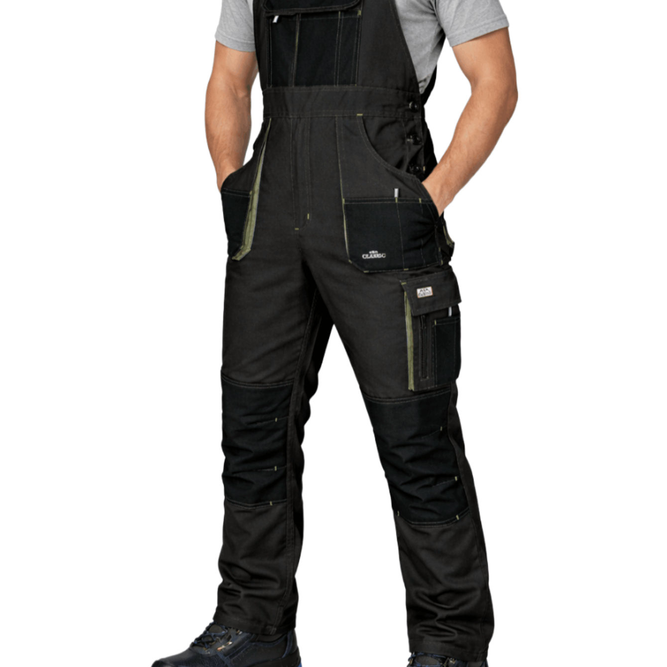 E-shop Herren Latzhose Graphit-Schwarz Robuste Arbeits- & Freizeit Hose|Verstärkte Modernes Design Arbeitshose