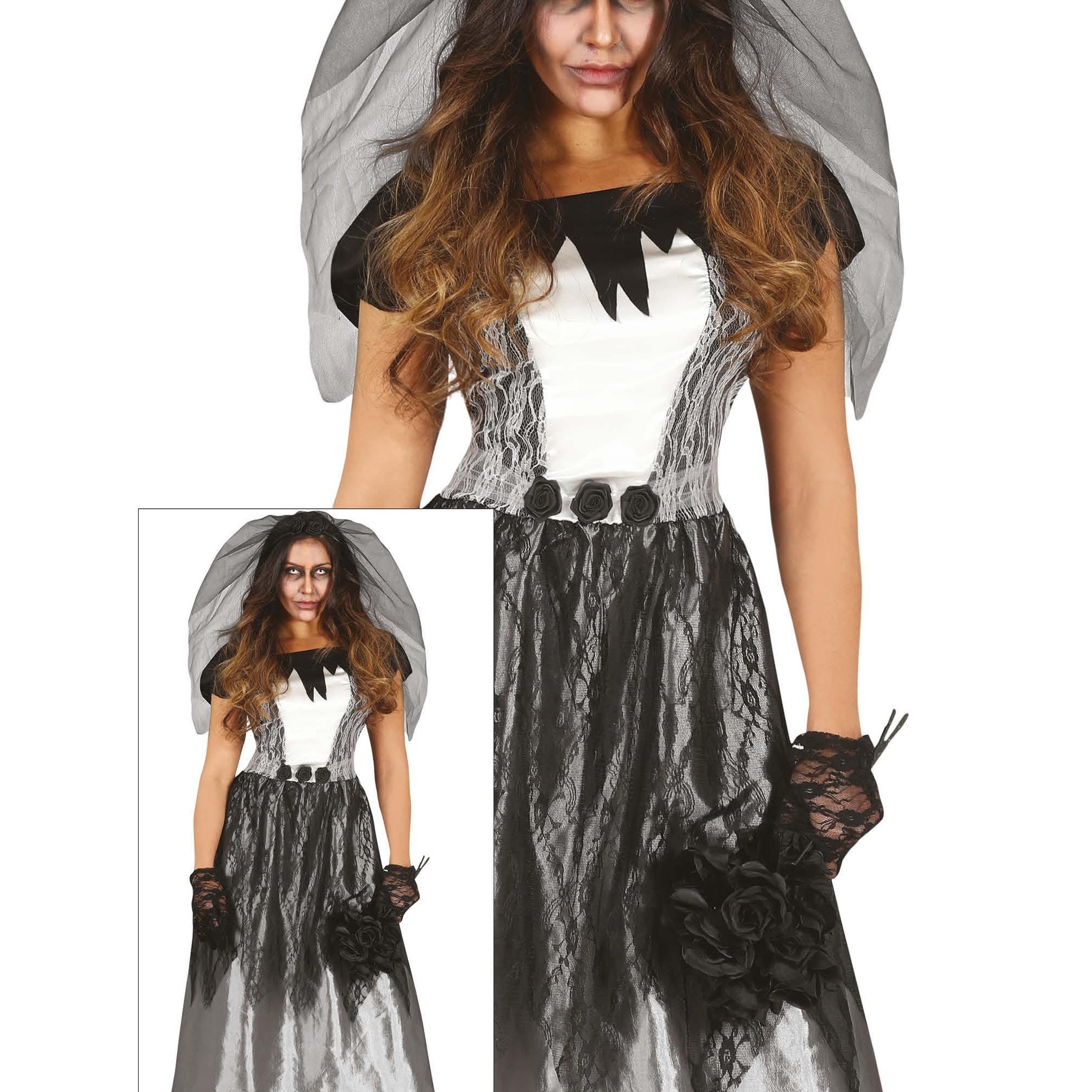 Image of Halloween Bride Outfit Veil Lace Dress