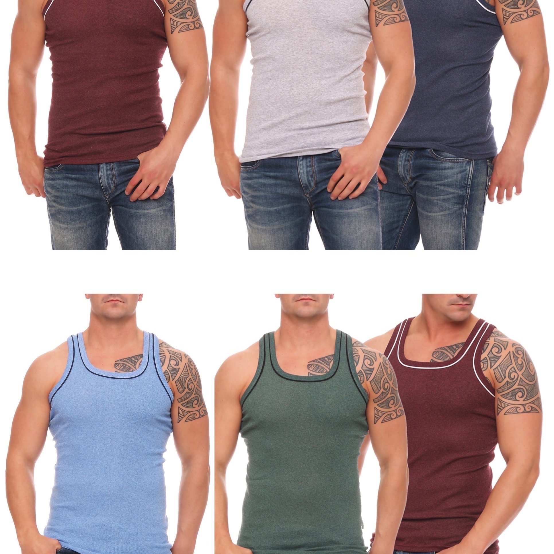 Image of 6 Men's Undershirts, Sports Tank Tops, Sleeveless, Round Neck, Breathable, Training & Leisure & Beach, Round Neck, Comfortable Shirt, Solid Color, Item, Stretchable, Size M, L, Xl, Xxl, Xxxl