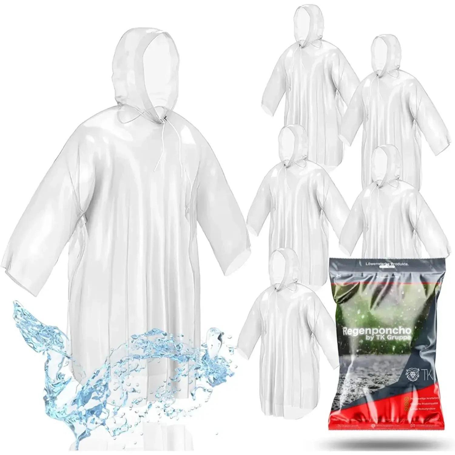 TEMU Tk 8x Disposable Rain Jacket With Hood Transparent Fits All Rain Poncho